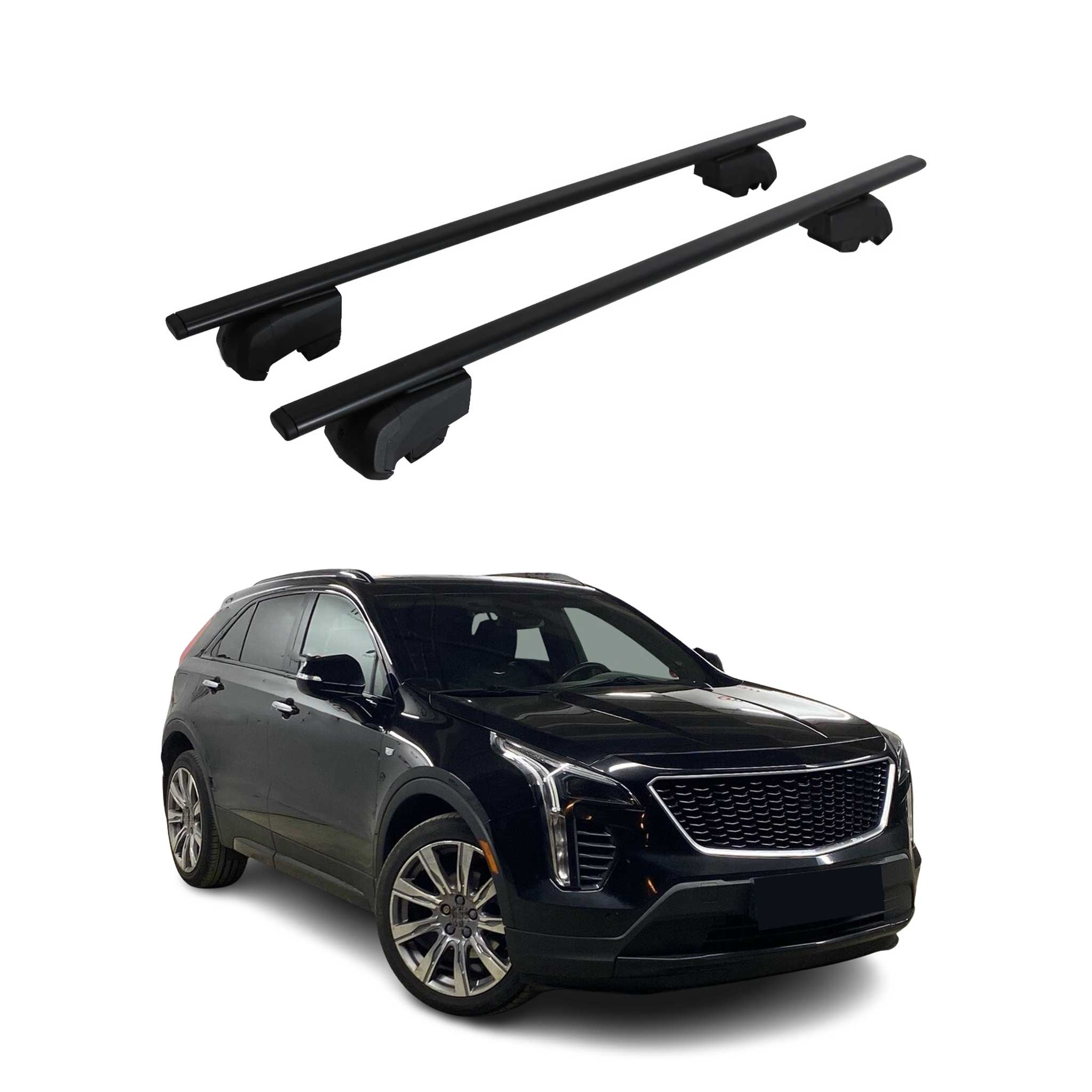 OMAC USA 2019-2025 Cadillac XT4 Roof Rack Cross Bars Black, flush-mounted roof rails