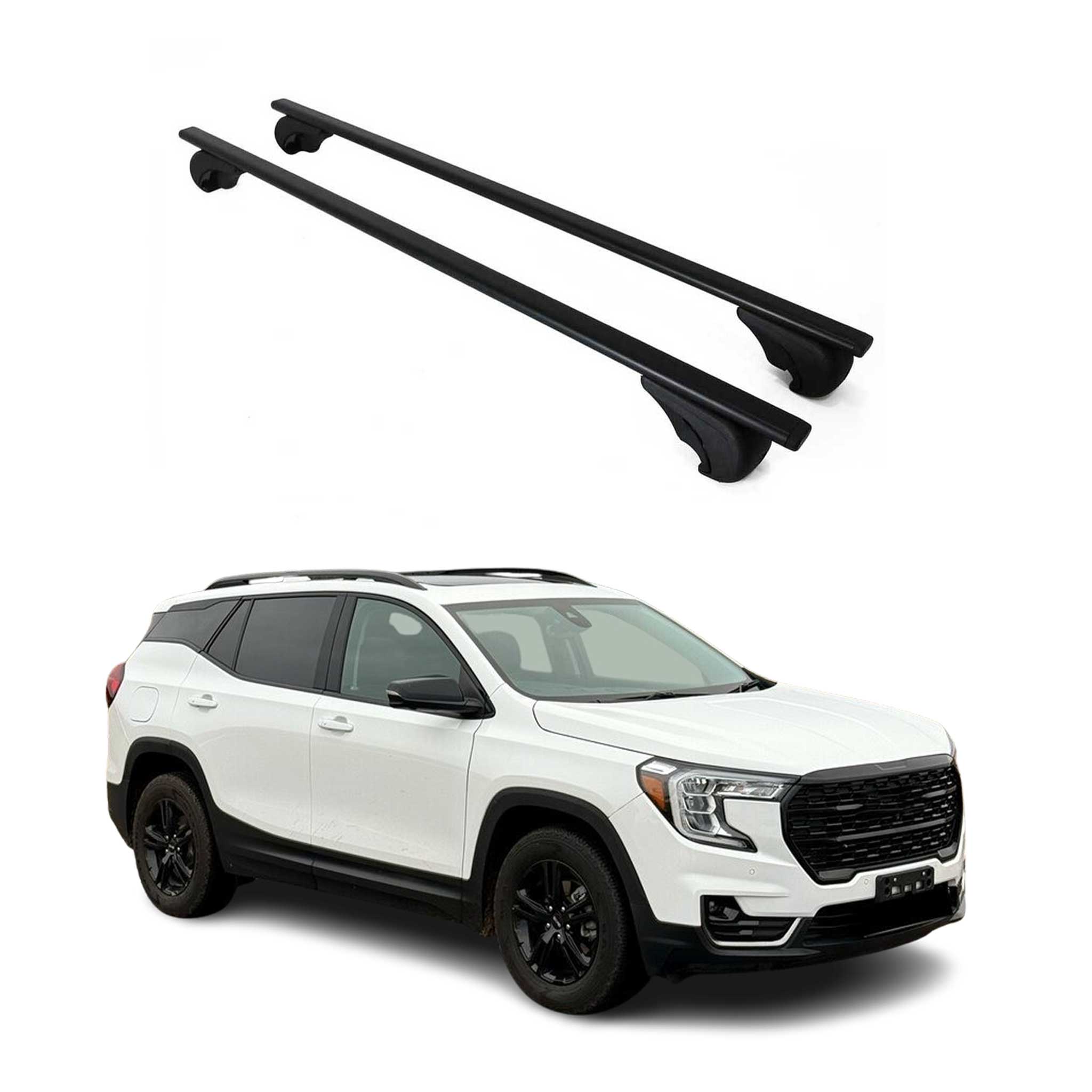 OMAC USA 2018-2024 GMC Terrain / Terrain Denali Roof Rack Cross Bars Black, raised roof rails