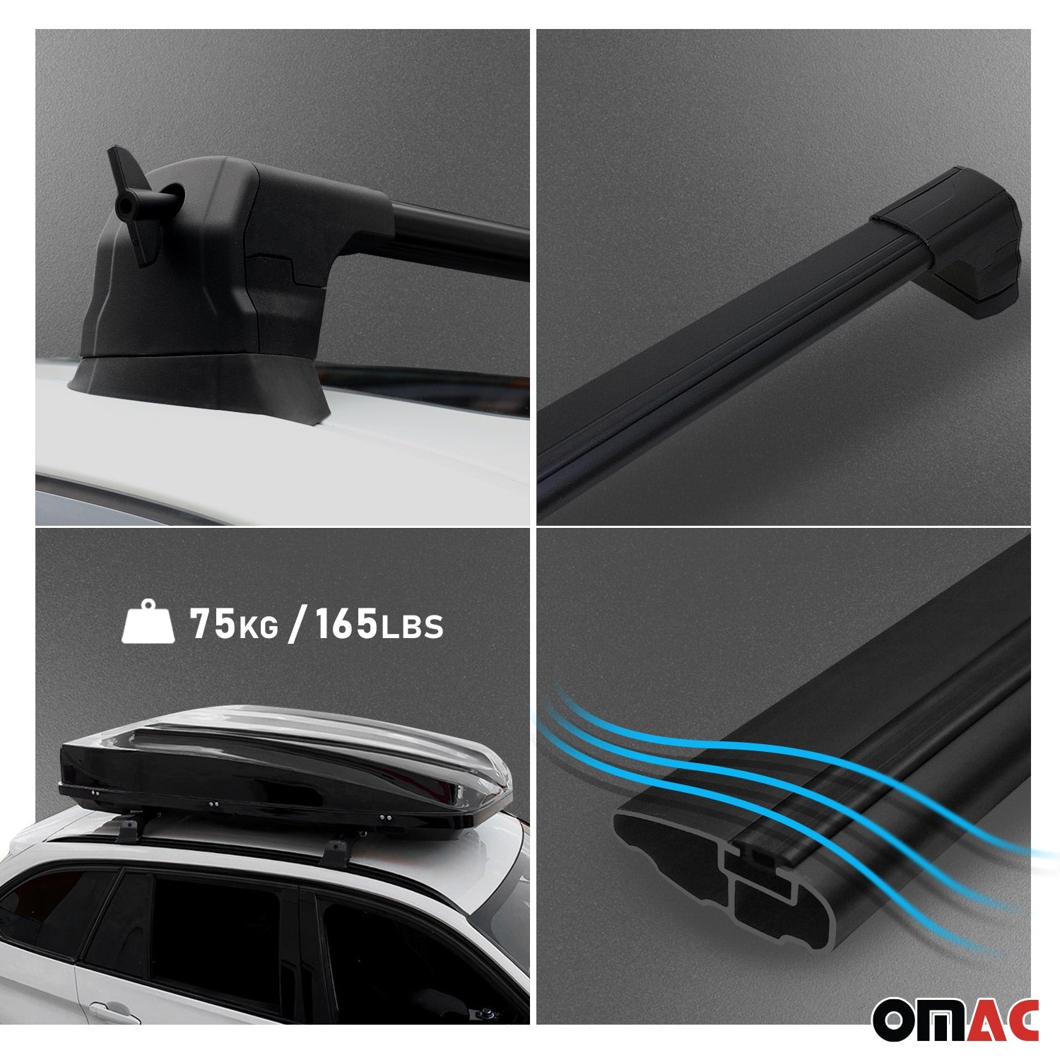 OMAC USA 2015-2018 Chevrolet City Express Roof Rack Cross Bars Black, fixpoints, additional view
