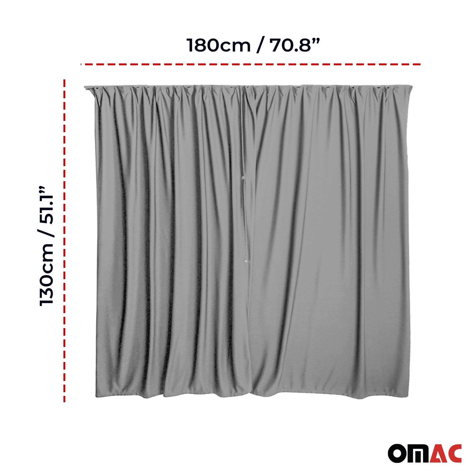 OMAC USA Chevrolet Express Cabin Divider Curtains Privacy Curtains Gray 2 Curtains, close-up detail