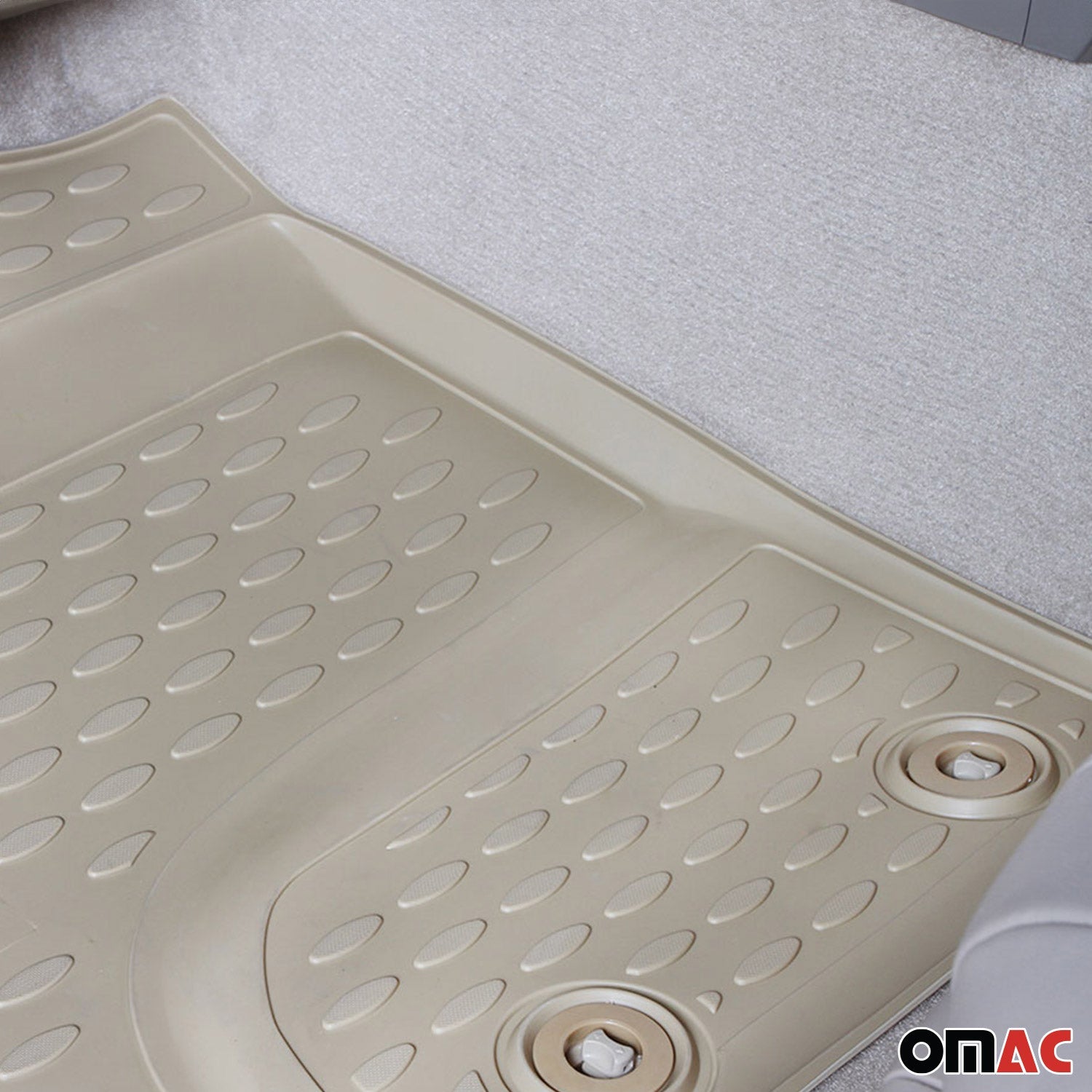 OMAC USA 2007-2014 Chevrolet Tahoe Floor Mats Liners Full Set All Weather Beige, classic floor mats, additional view