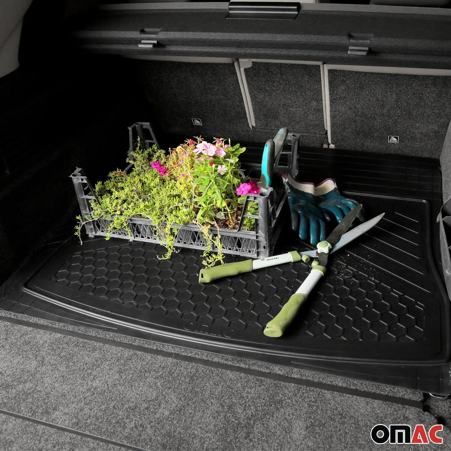 OMAC USA 2011-2014 Chevrolet Cruze Sedan Universal Cargo Mat Liner Waterproof Rubber Black 1Pc, product detail