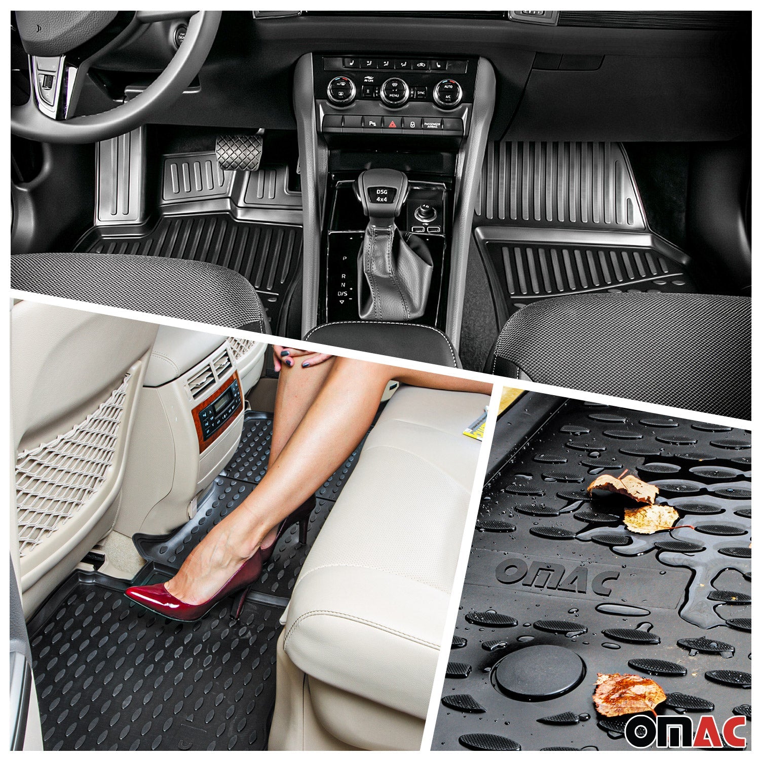 OMAC USA 2013-2022 Chevrolet Trax Floor Mats & Cargo Liner Full Set All Weather Black, floor-trunk mat set, alternate view