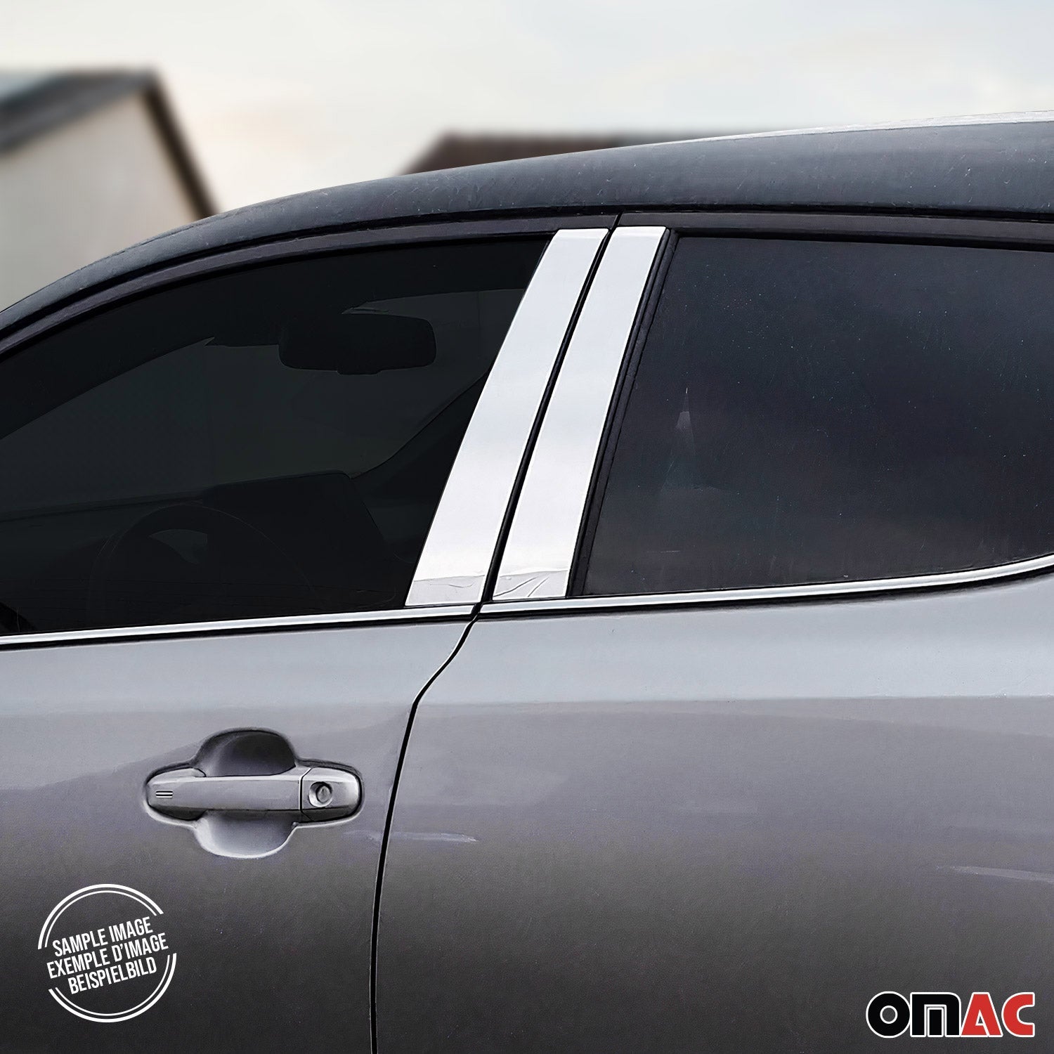 OMAC USA 2007-2014 Cadillac Escalade Window B Pillar Posts Door Trim Steel Silver 4x, alternate view