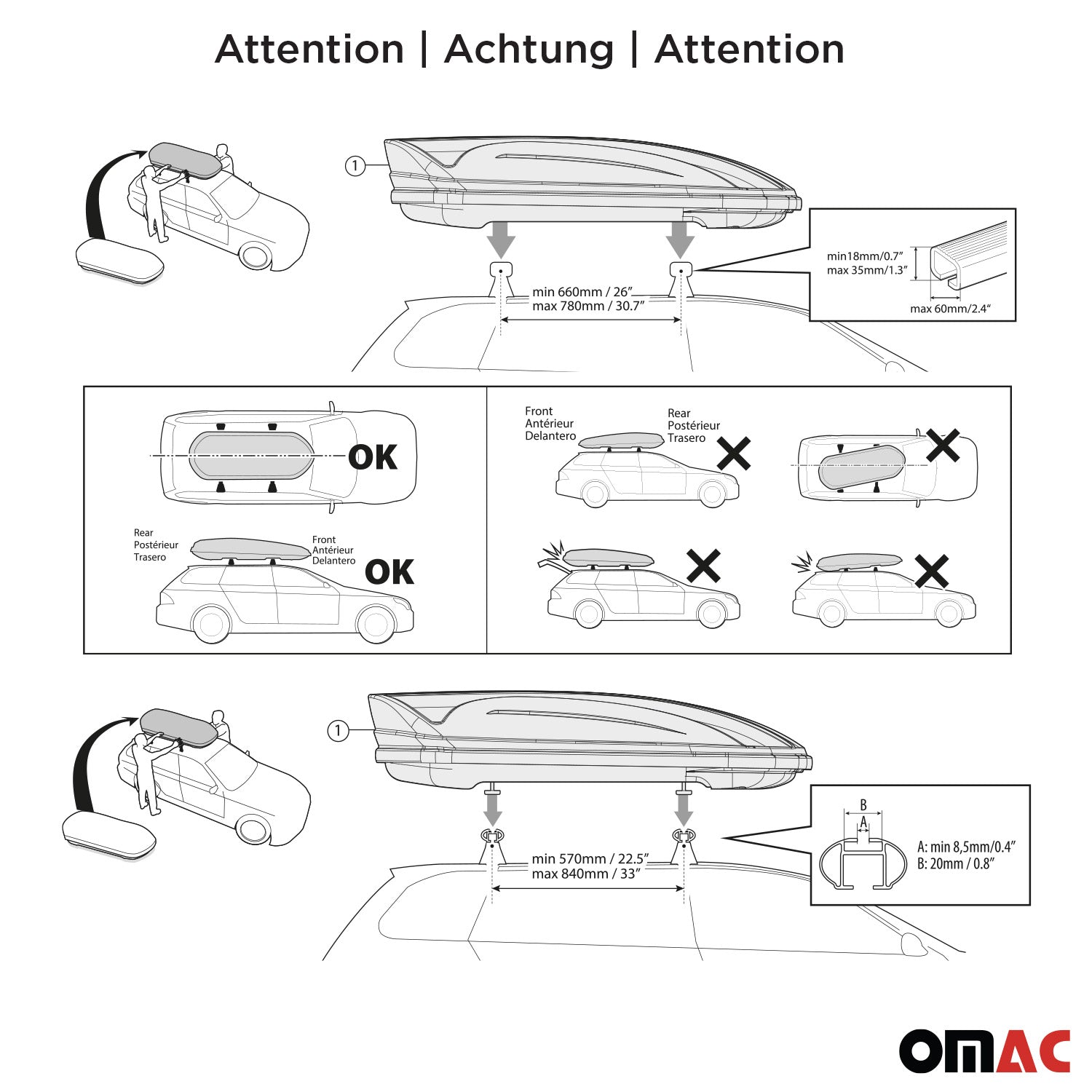 OMAC USA Roof Cargo Box 14 Cubic Feet Black, roof boxes, side view