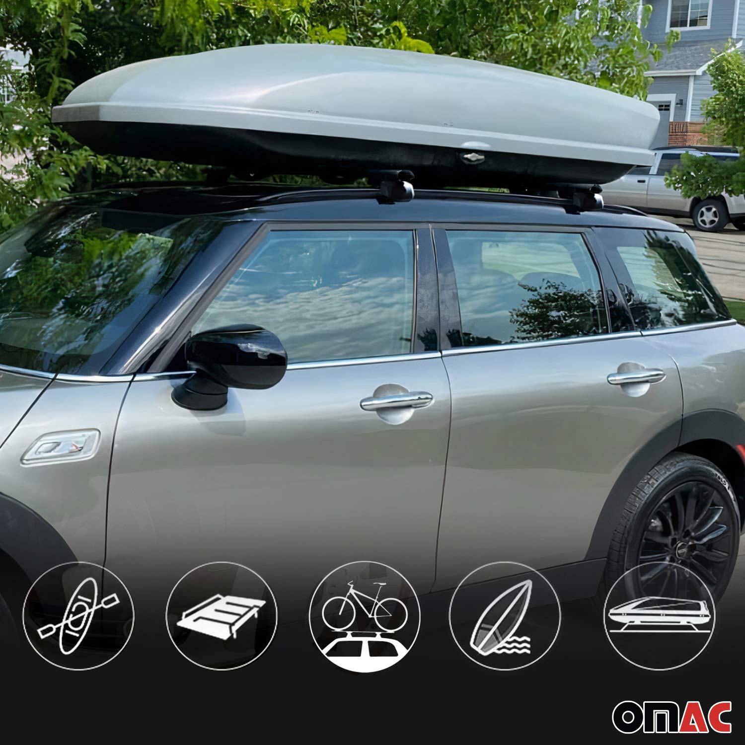 OMAC USA 2013-2022 Buick Encore Roof Rack Cross Bars Silver, flush-mounted roof rails, product detail