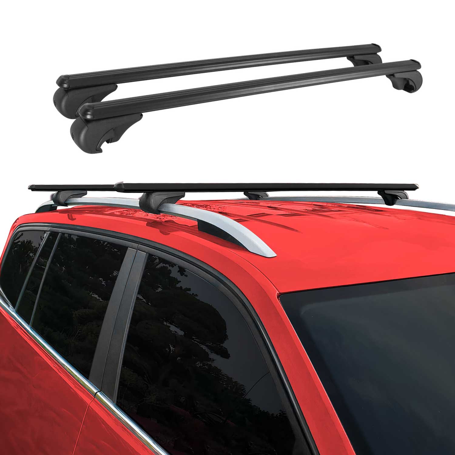 OMAC USA 2000-2014 GMC Yukon XL 1500 Roof Rack Cross Bars Black, raised roof rails, alternate view