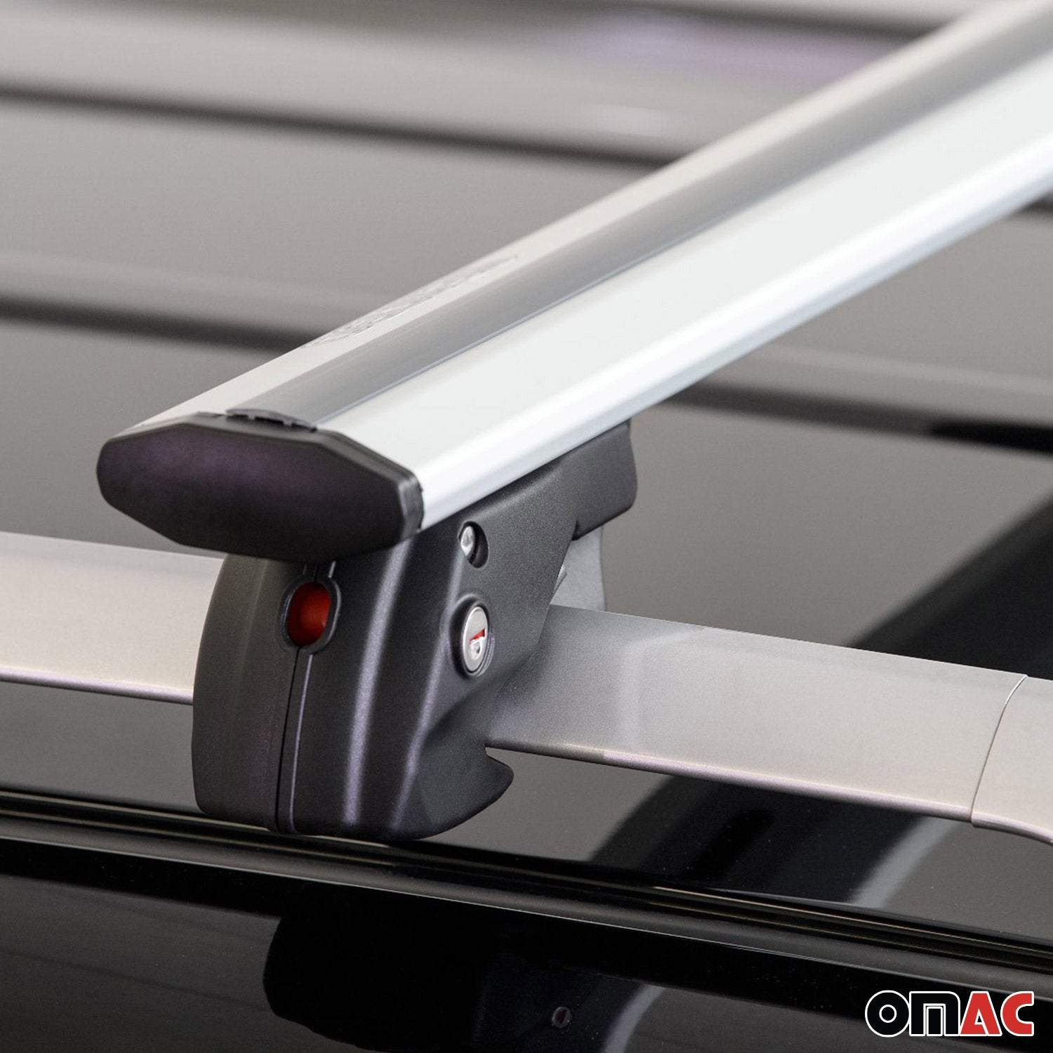 OMAC USA 2013-2015 Chevrolet Spark Roof Rack Cross Bars Silver, raised roof rails, further detail