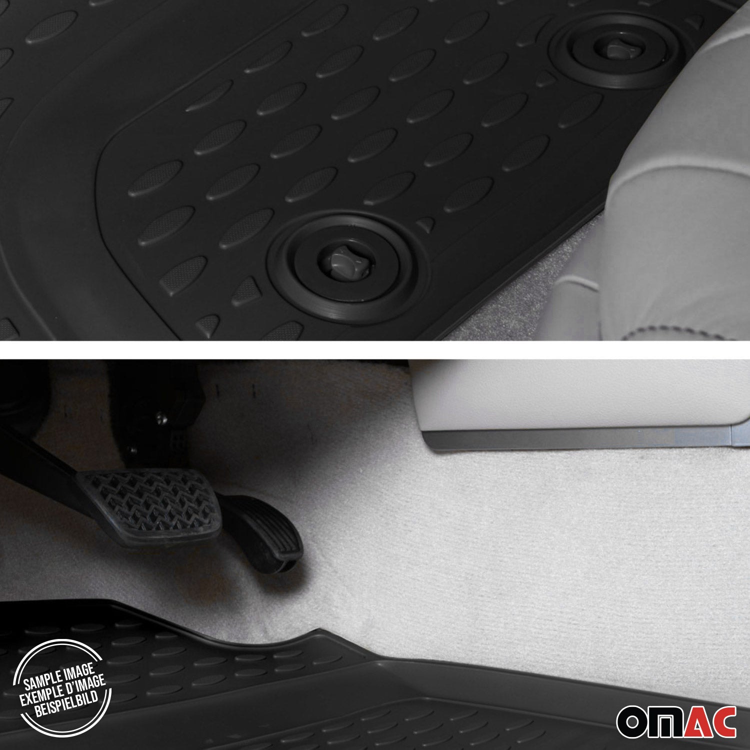 OMAC USA 2015-2022 Chevrolet Colorado Crew Cab Floor Mats Liners Full Set All Weather Black, classic floor mats, reverse view