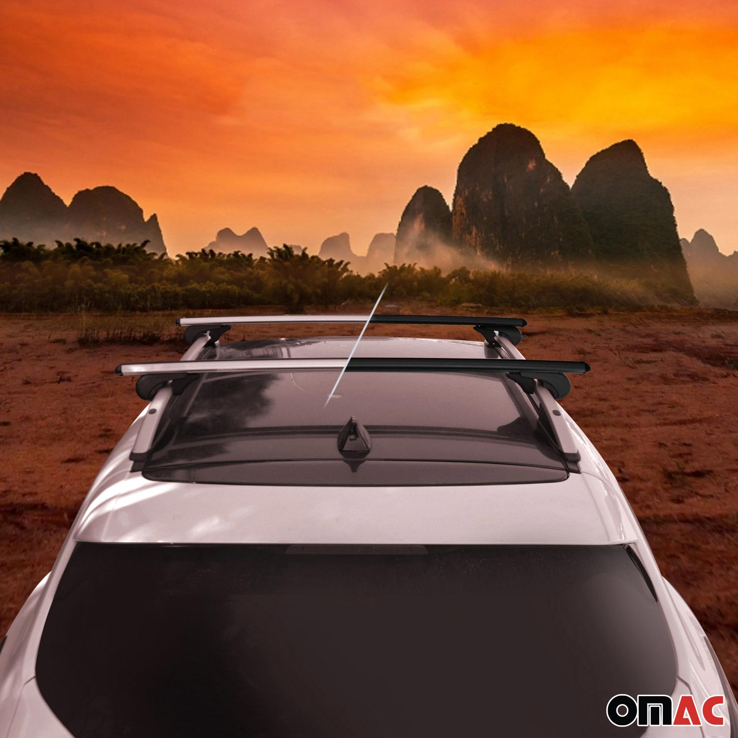 OMAC USA 2018-2024 Buick Enclave Roof Rack Cross Bars Black Carrier 2 Pcs, raised roof rails, product detail