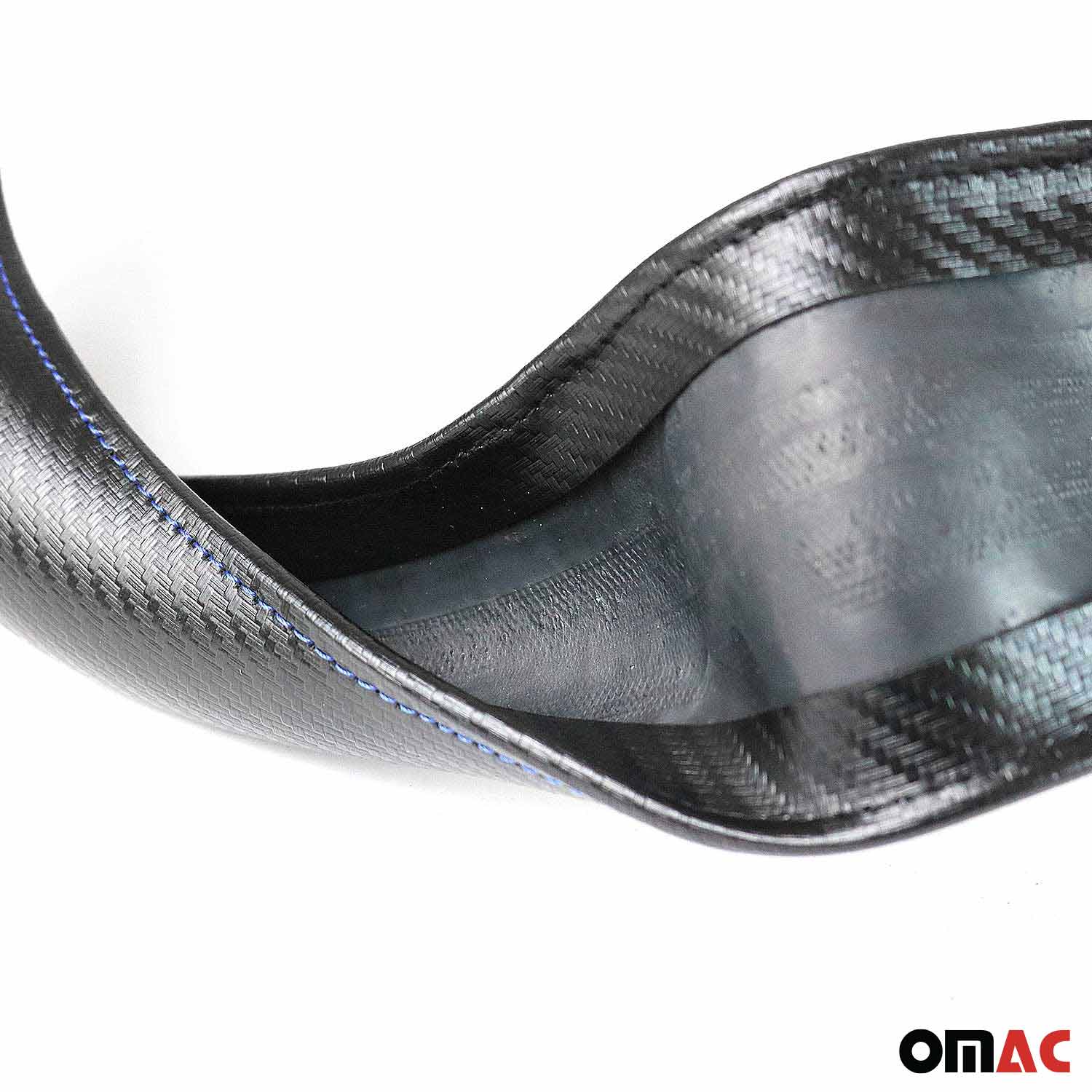 OMAC USA 14.5-15.5’’ Steering Wheel Cover Blue Stripe Leather Anti-slip Breathable, package contents