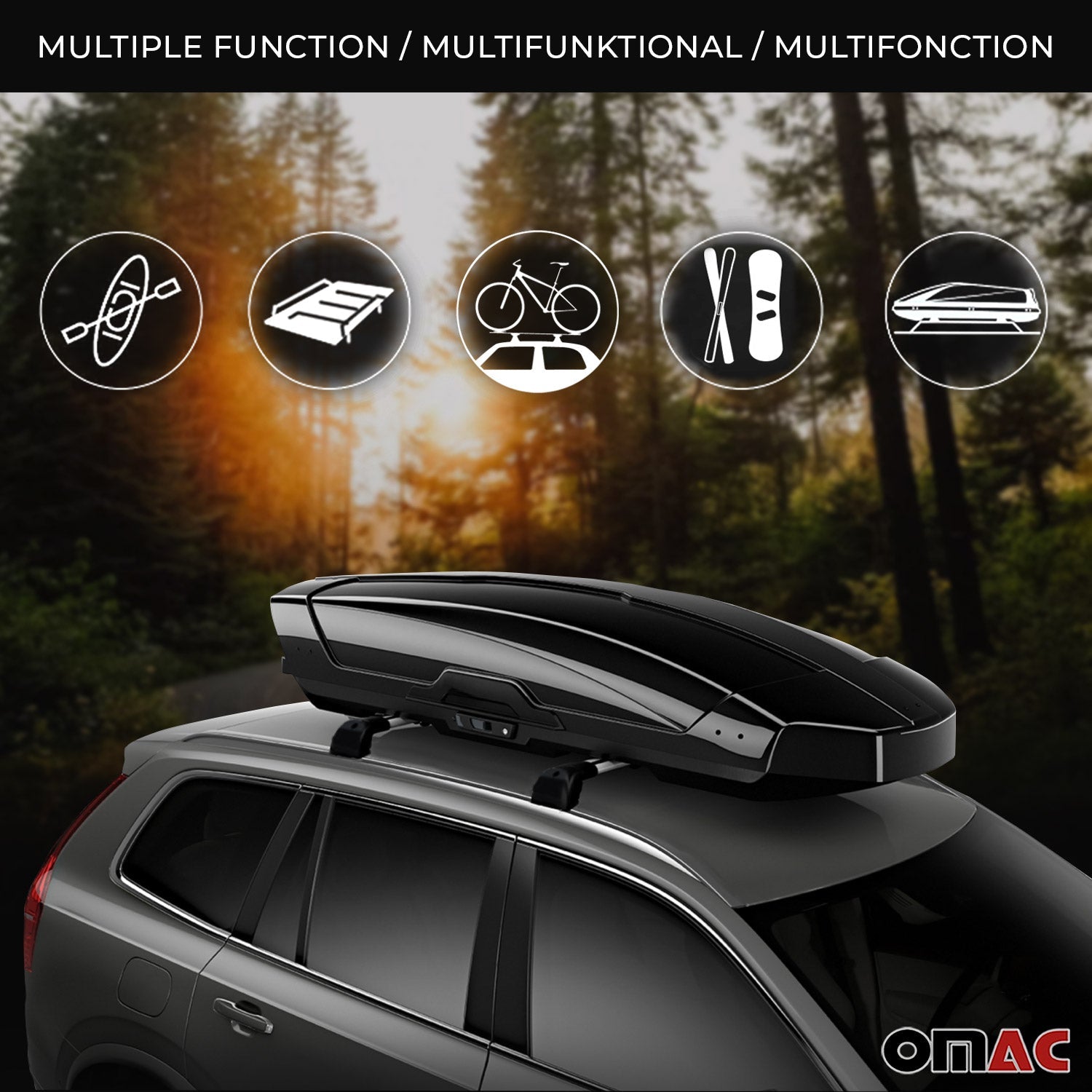OMAC USA 2015-2018 Chevrolet City Express Roof Rack Cross Bars Black, fixpoints, product detail
