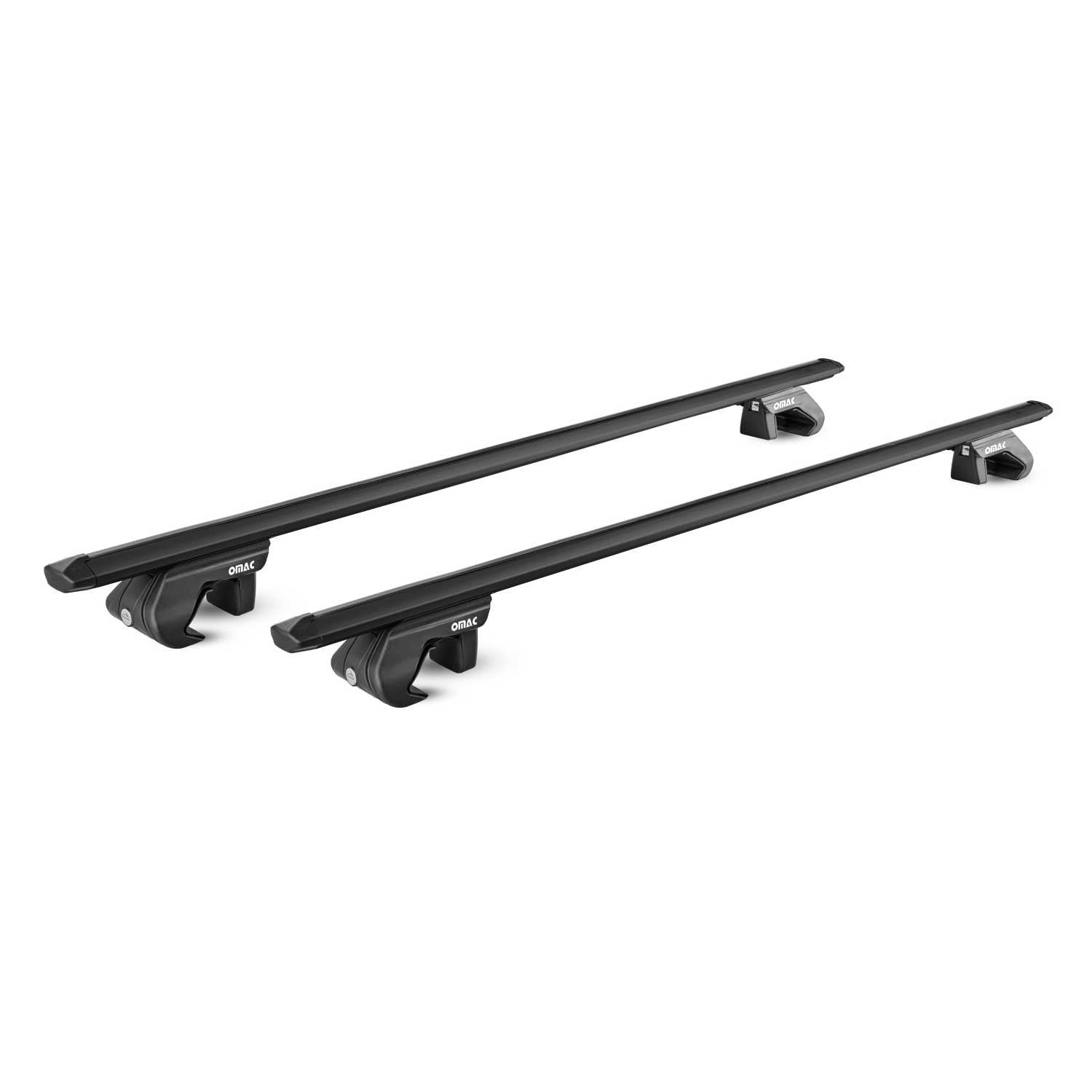 OMAC USA 2018-2024 GMC Terrain Roof Rack Cross Bars Black Luggage Carrier 2 Pcs, raised roof rails, close-up detail