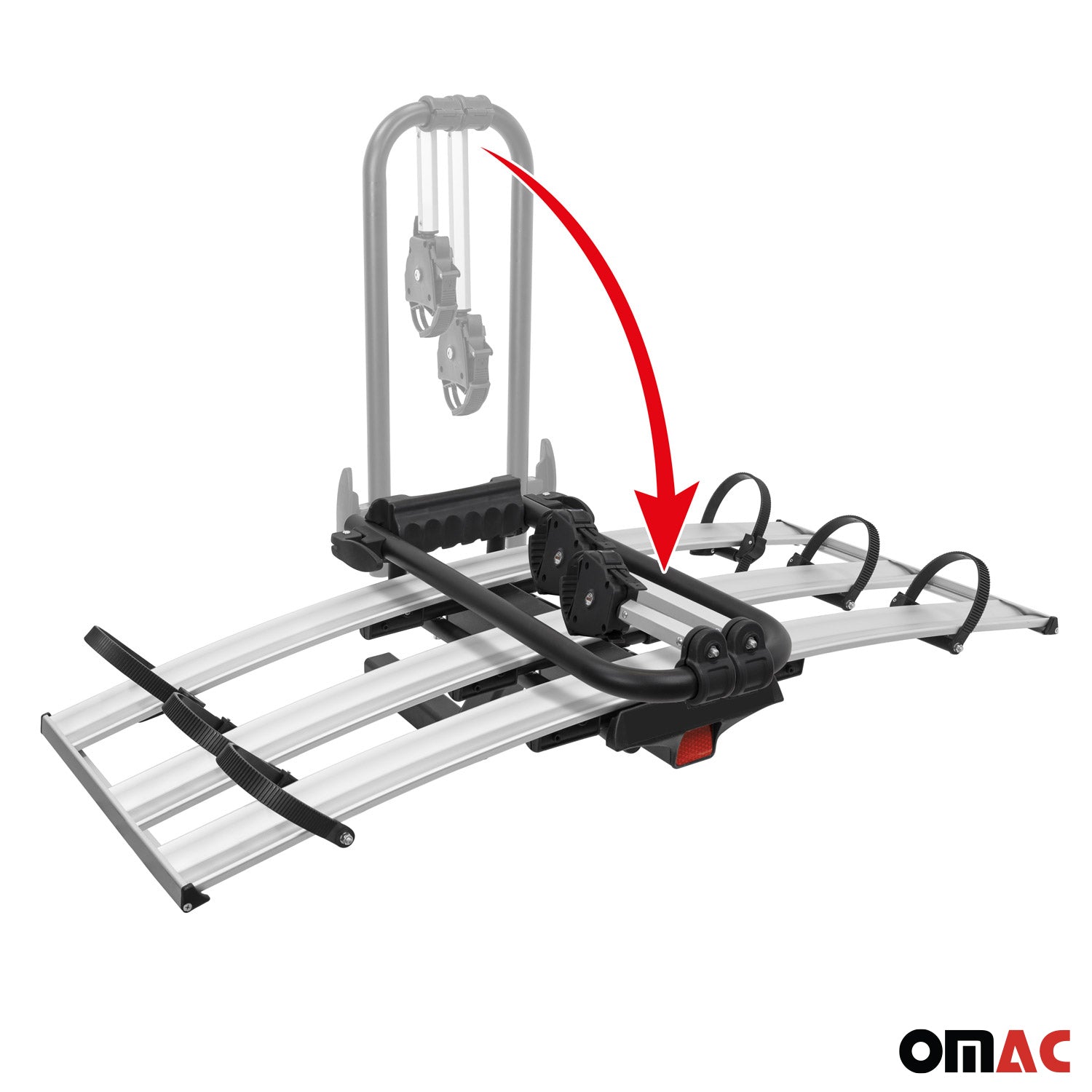 OMAC USA 3 Bicycle Carrier 2” Receiver Hitch Mounted Foldable Rack SUV Truck Car, trunk bike racks, side view