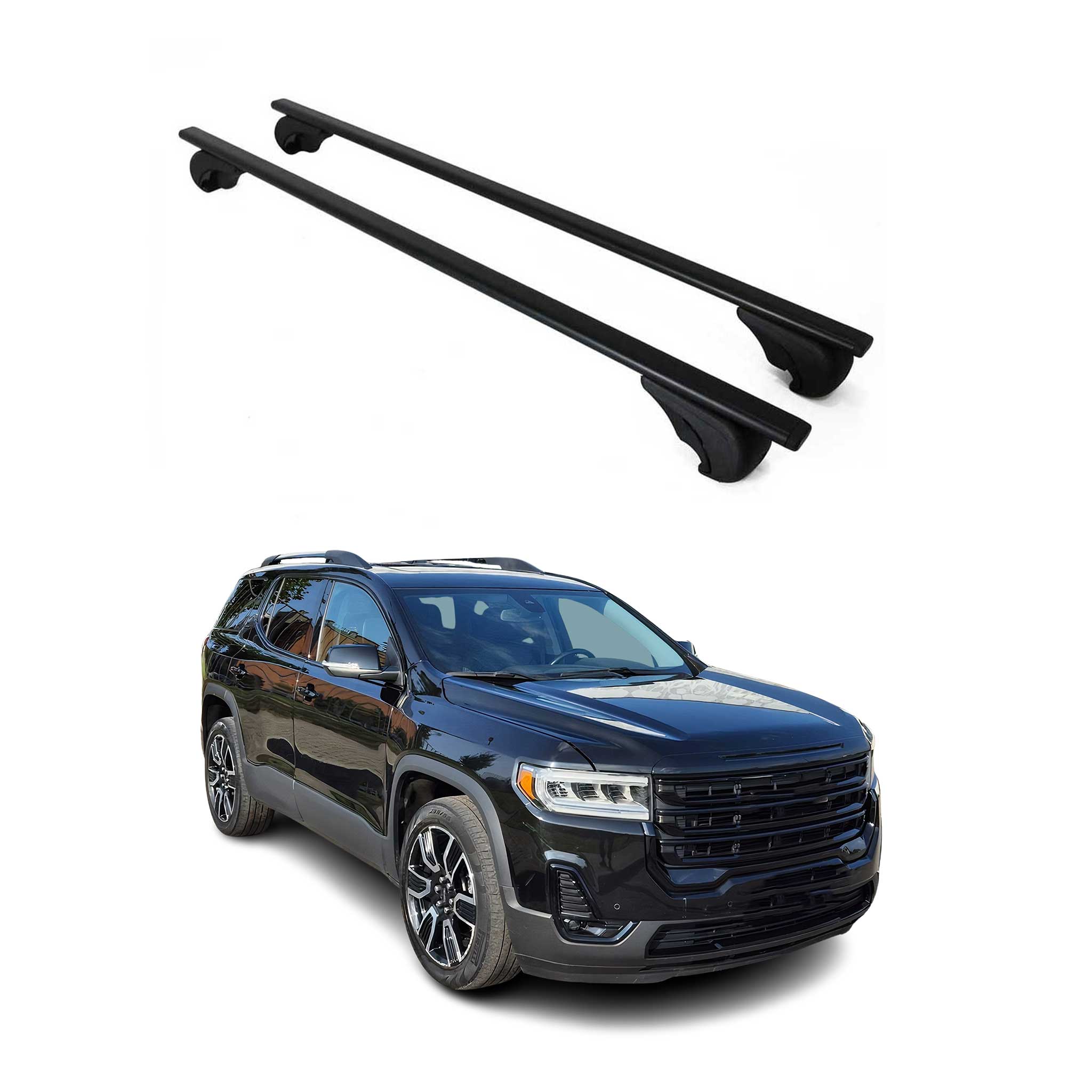 OMAC USA 2017-2023 GMC Acadia Roof Rack Cross Bars Black, raised roof rails