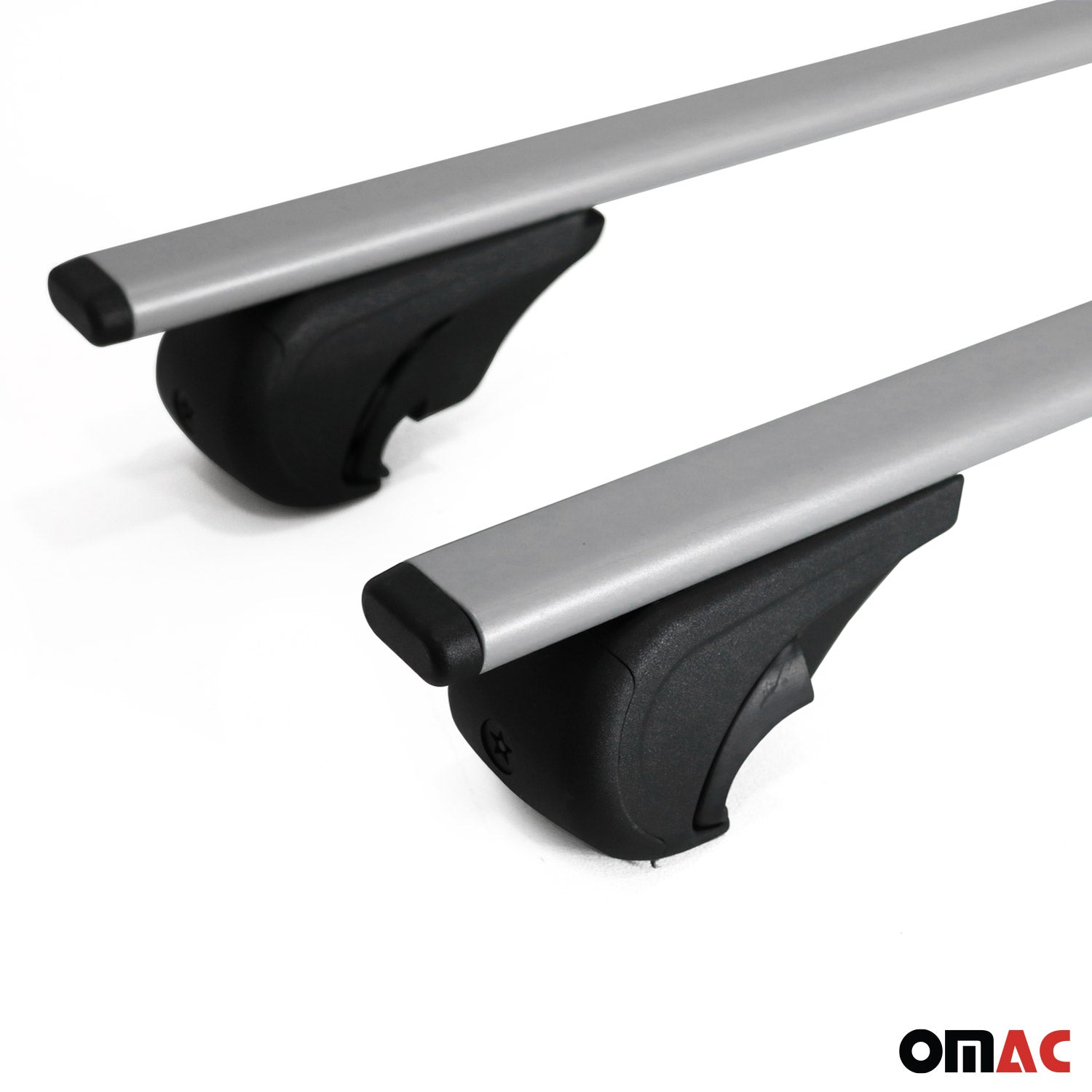 OMAC USA 2016-2022 Chevrolet Spark Roof Rack Cross Bars Silver, raised roof rails, reverse view
