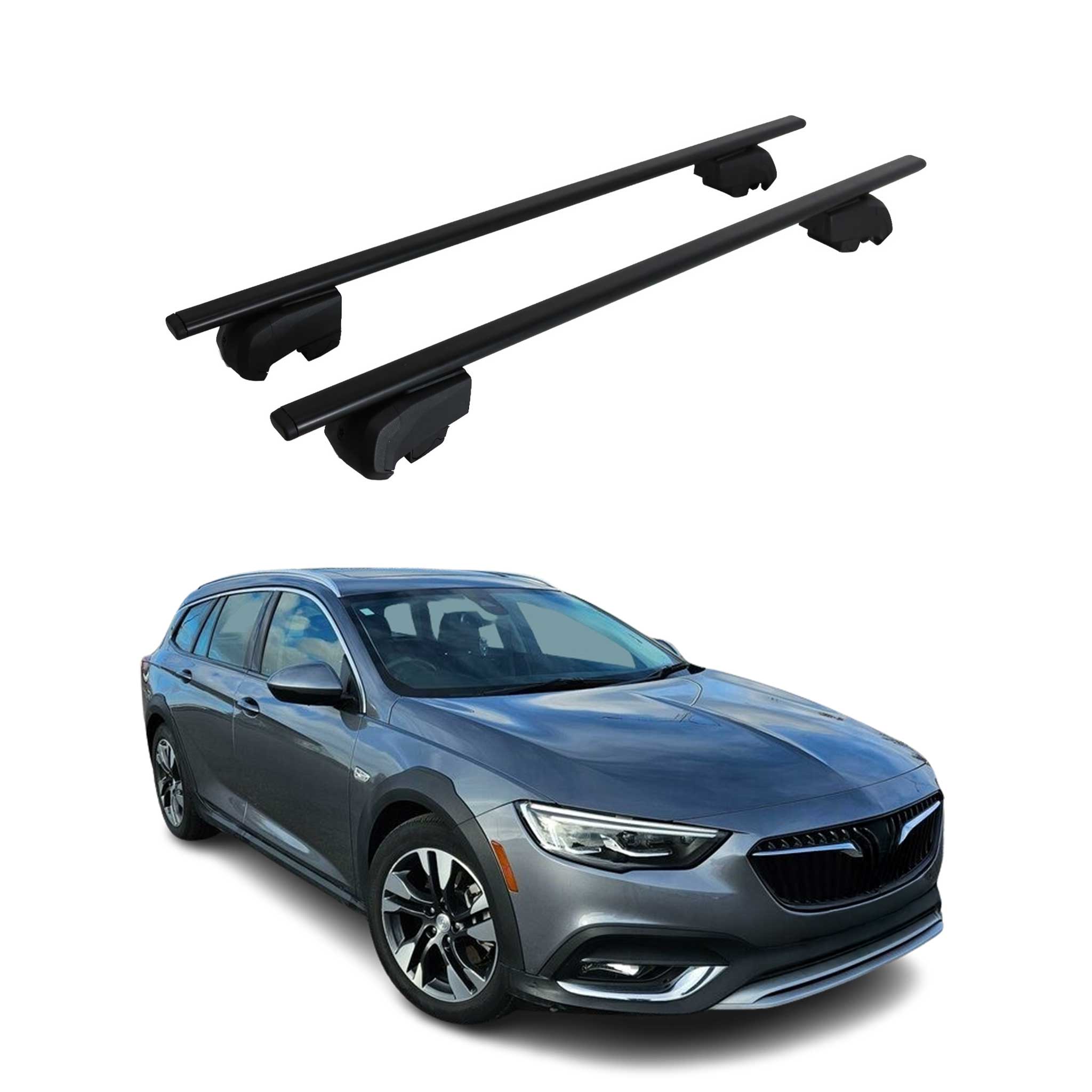 OMAC USA 2018-2020 Buick Regal TourX Roof Rack Cross Bars Black, flush-mounted roof rails