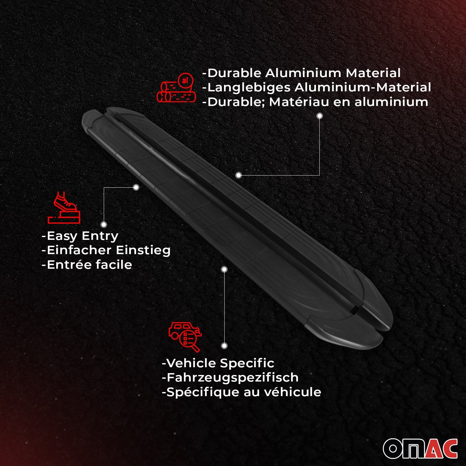 OMAC USA 2018-2023 Chevrolet Traverse Nerf Bar Side Step Running Boards Alu 2x, side view