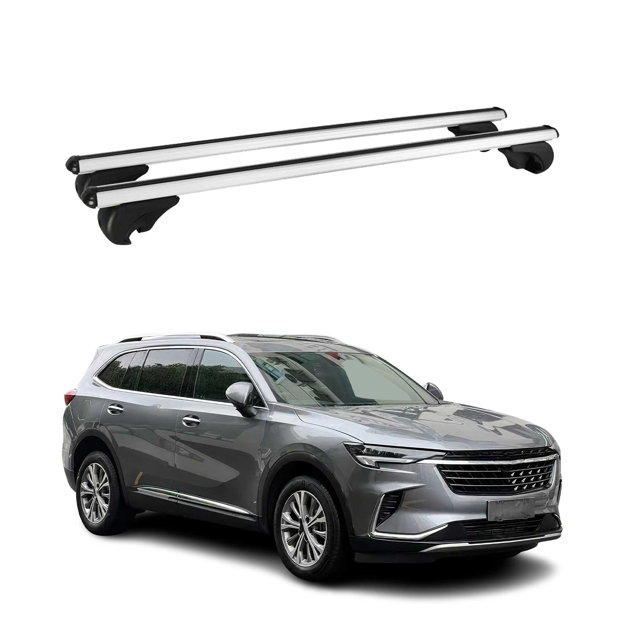 OMAC USA 2018-2024 Buick Enclave Roof Rack Cross Bars Silver Carrier 2 Pcs, raised roof rails