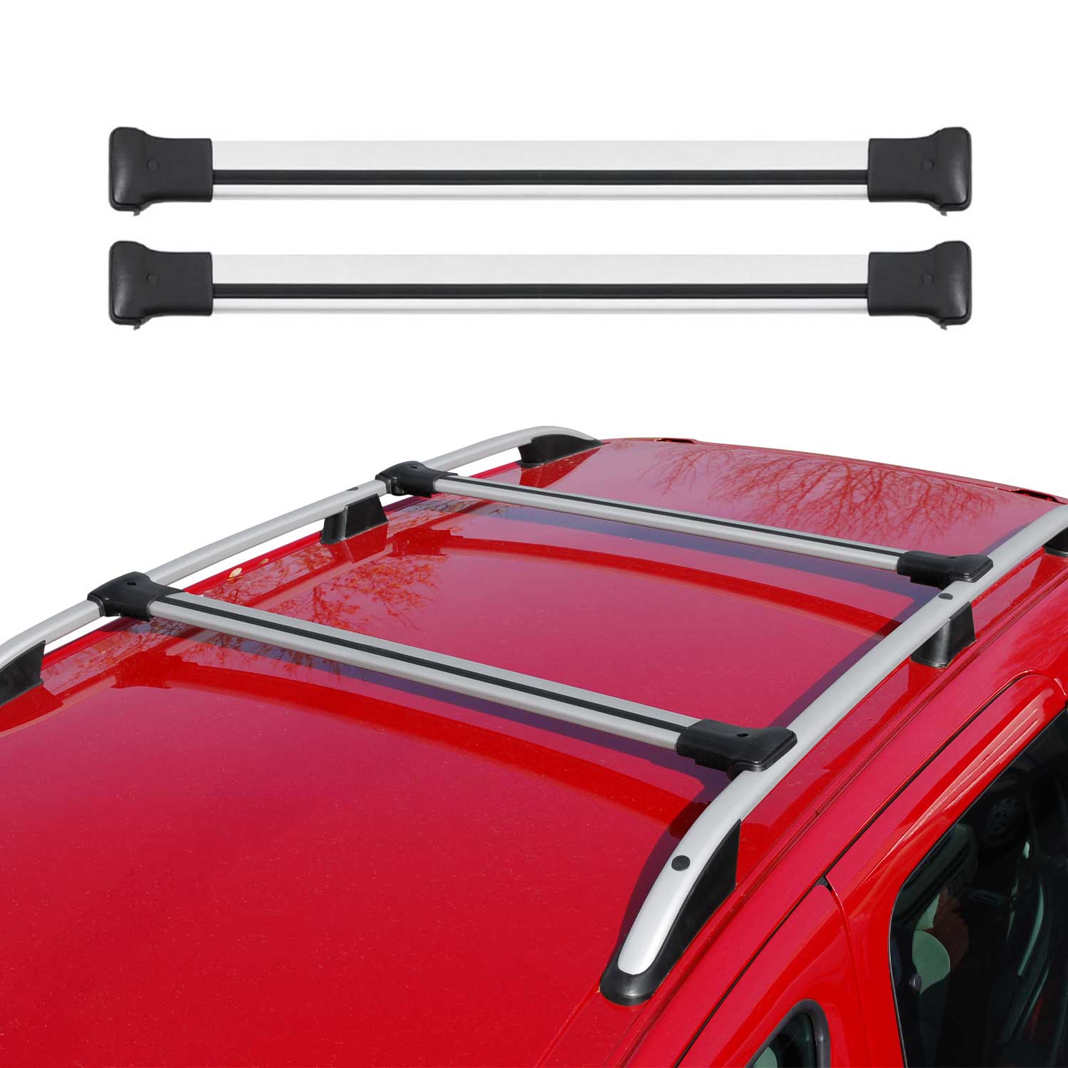 OMAC USA 2024-2026 Chevrolet Traverse Roof Rack Cross Bars Luggage Carrier Gray 2Pcs, raised roof rails, alternate view