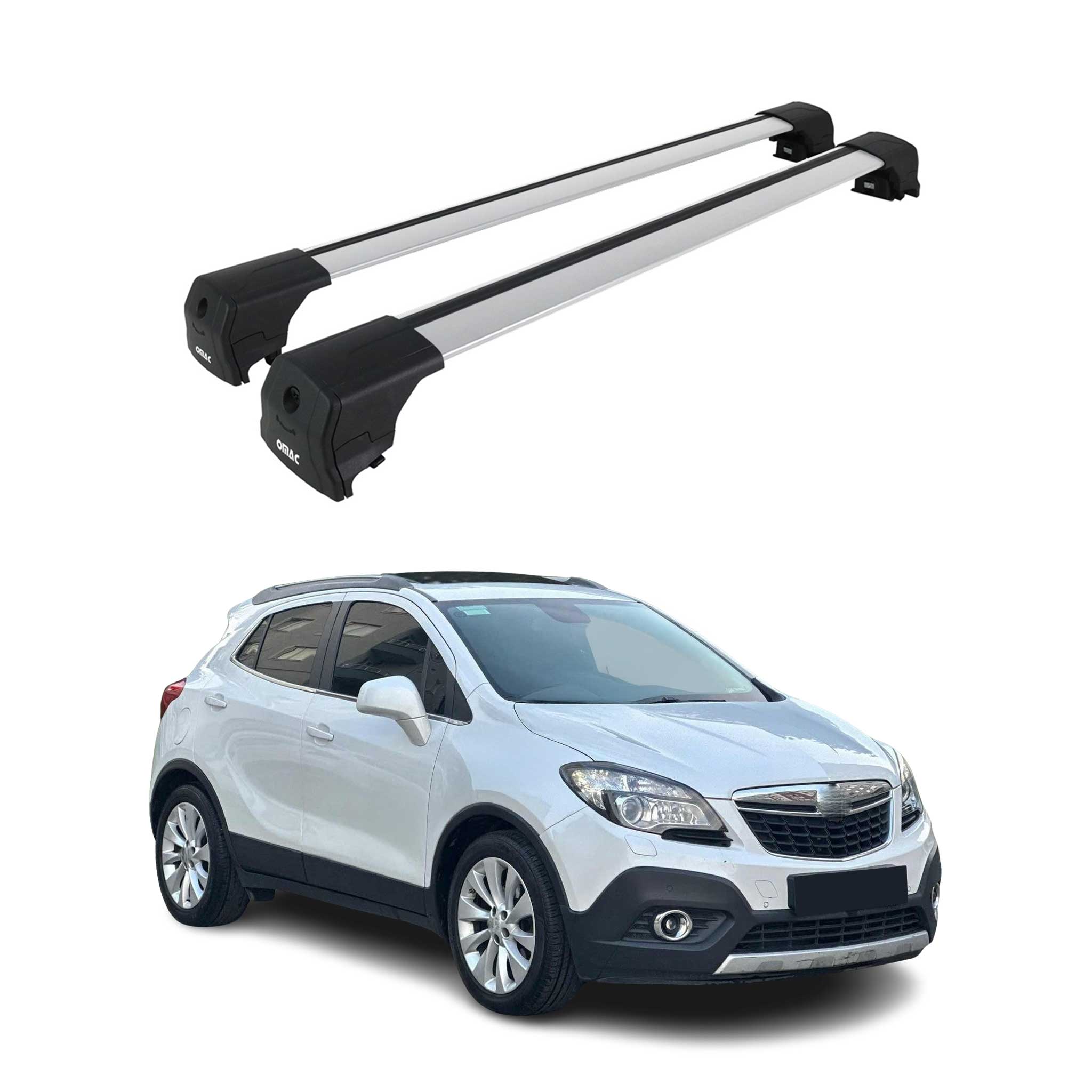 OMAC USA 2013-2016 Buick Encore Roof Rack Cross Bars Silver, flush-mounted roof rails