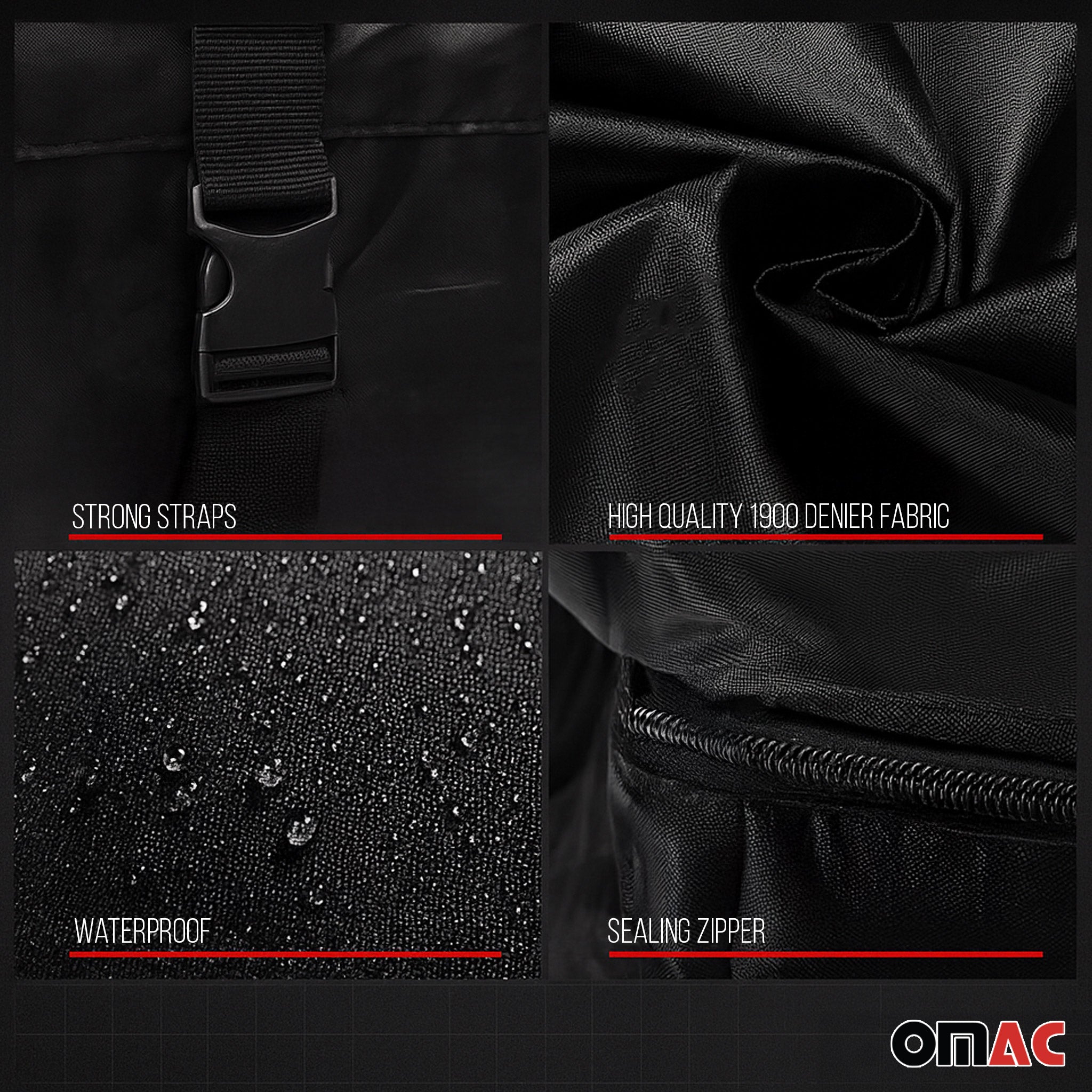 OMAC USA Roof Cargo Bag 17.6 Cubic Feet Black, side view