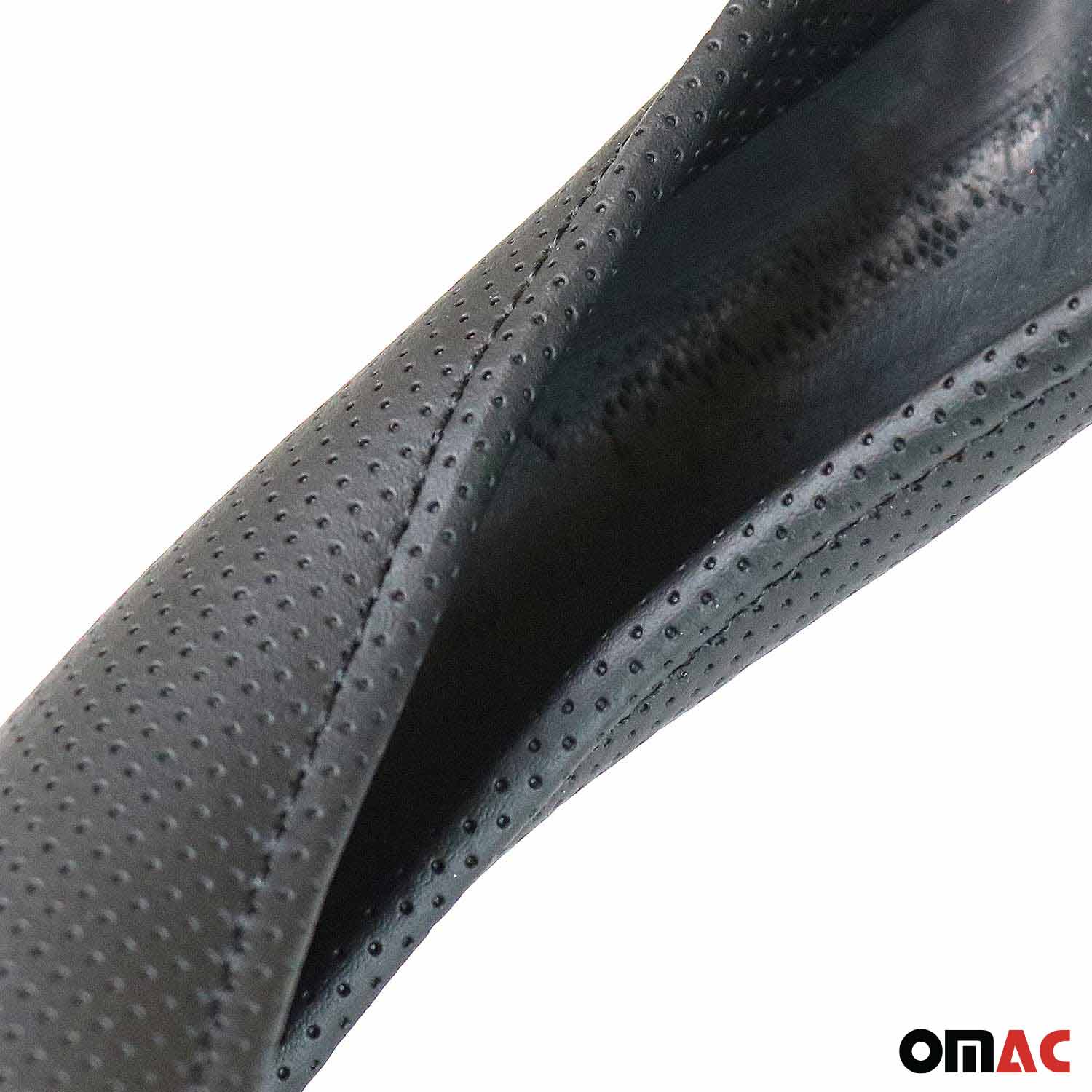 OMAC USA 14.5-15.5’’ Steering Wheel Cover Black Dotted Leather Anti-slip Breathable, further detail