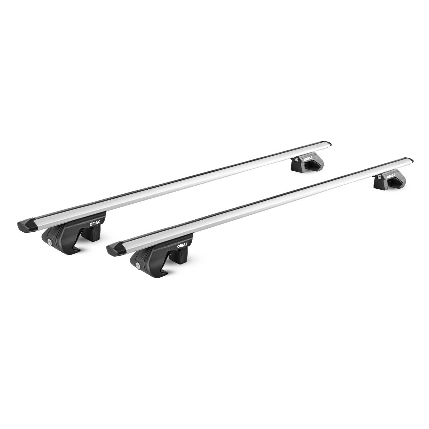 OMAC USA 2005-2009 Chevrolet Uplander Roof Rack Cross Bars Silver Carrier 2 Pcs, raised roof rails, close-up detail