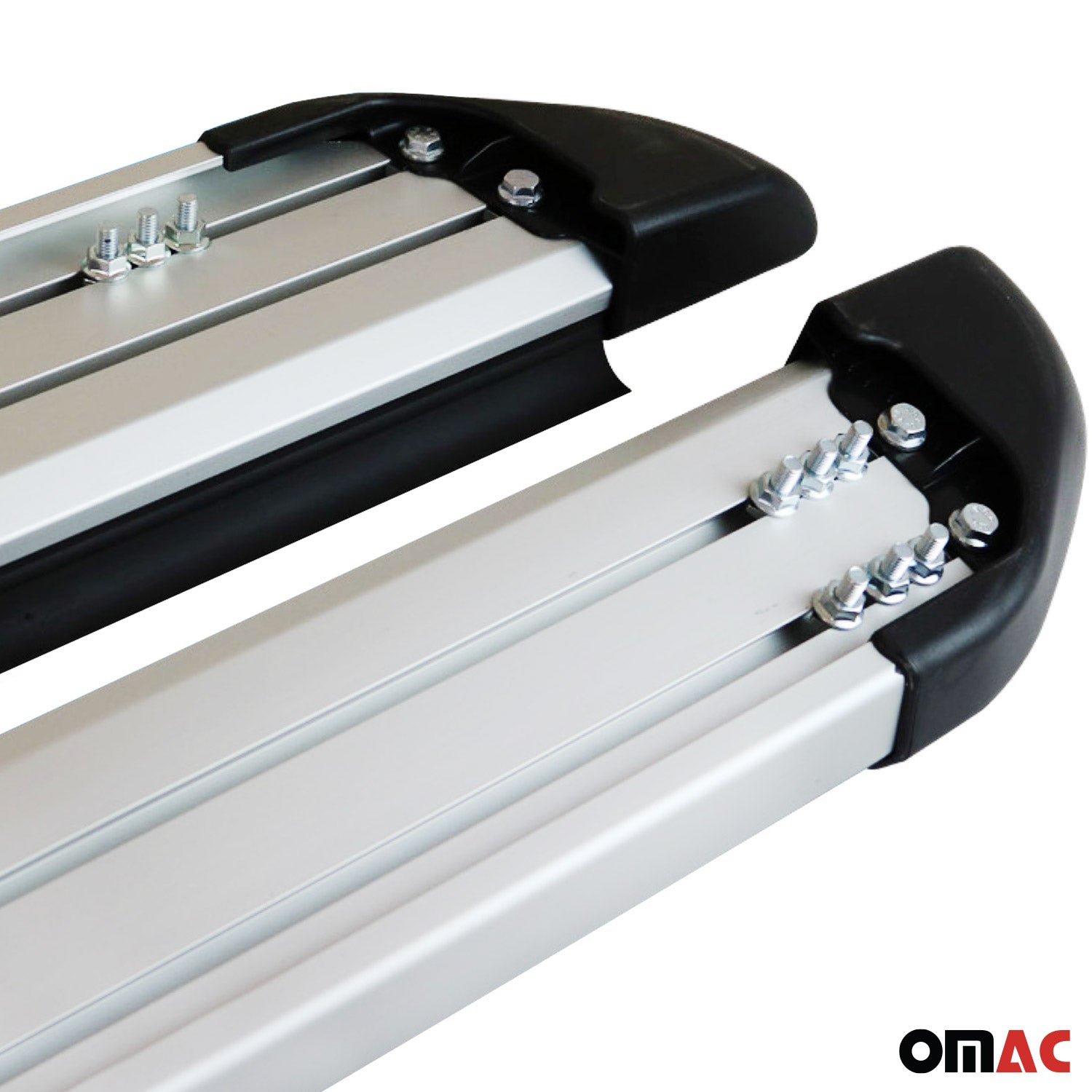 OMAC USA 2007-2019 Chevy Silverado / GMC Sierra 1500 2500HD 3500HD CrewCab Running Boards Side Step Nerf Bars, reverse view