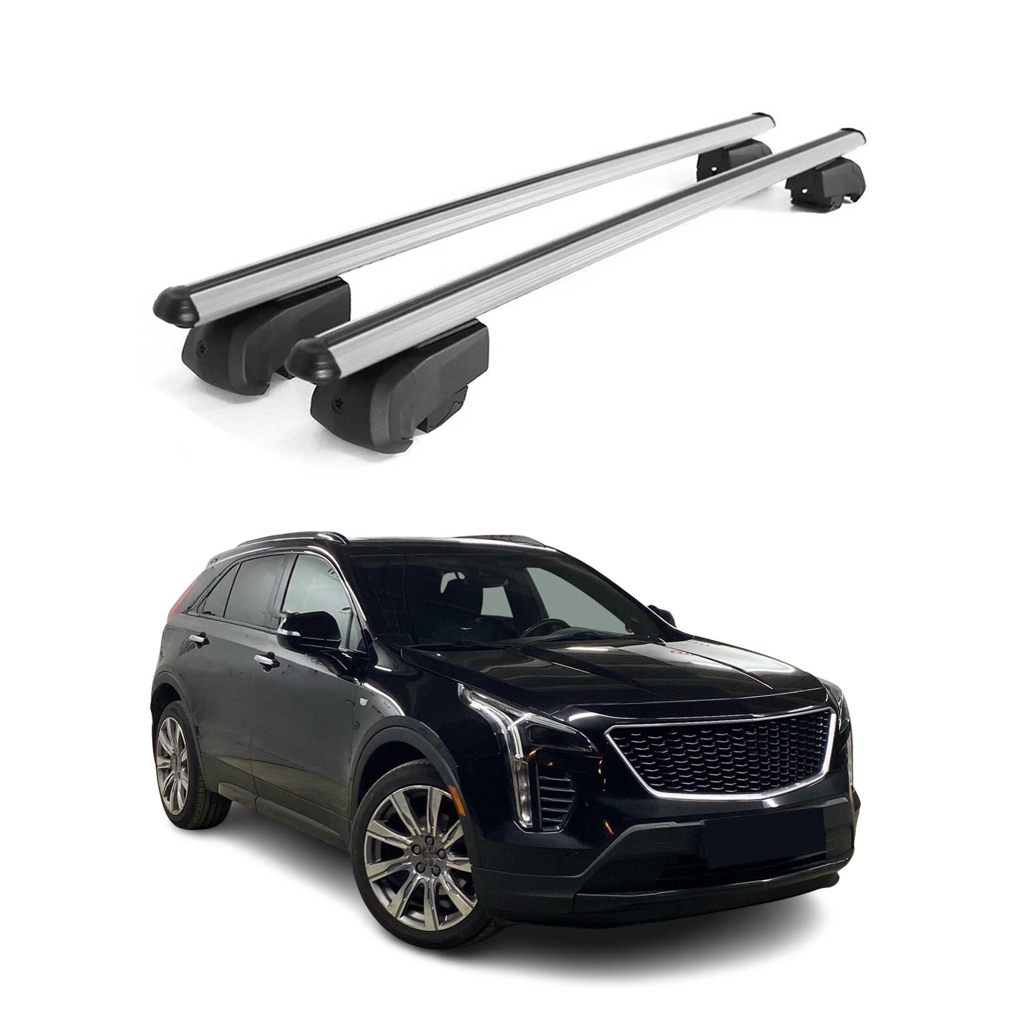 OMAC USA 2019-2025 Cadillac XT4 Roof Rack Cross Bars Silver, flush-mounted roof rails