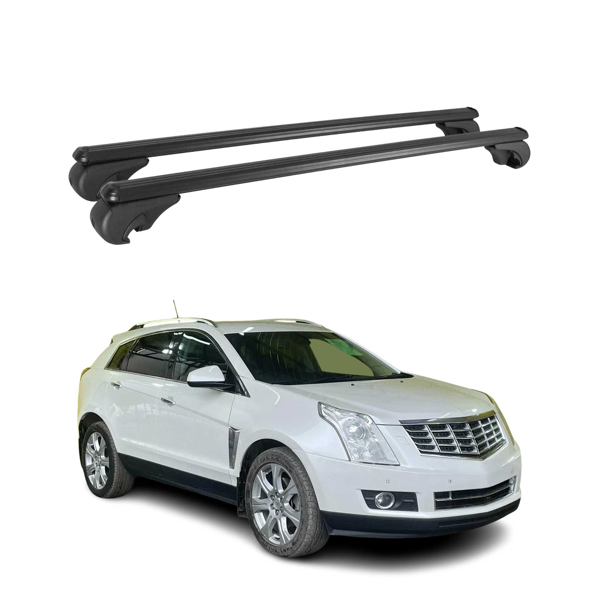 OMAC USA 2004-2016 Cadillac SRX Roof Rack Cross Bars Black, raised roof rails