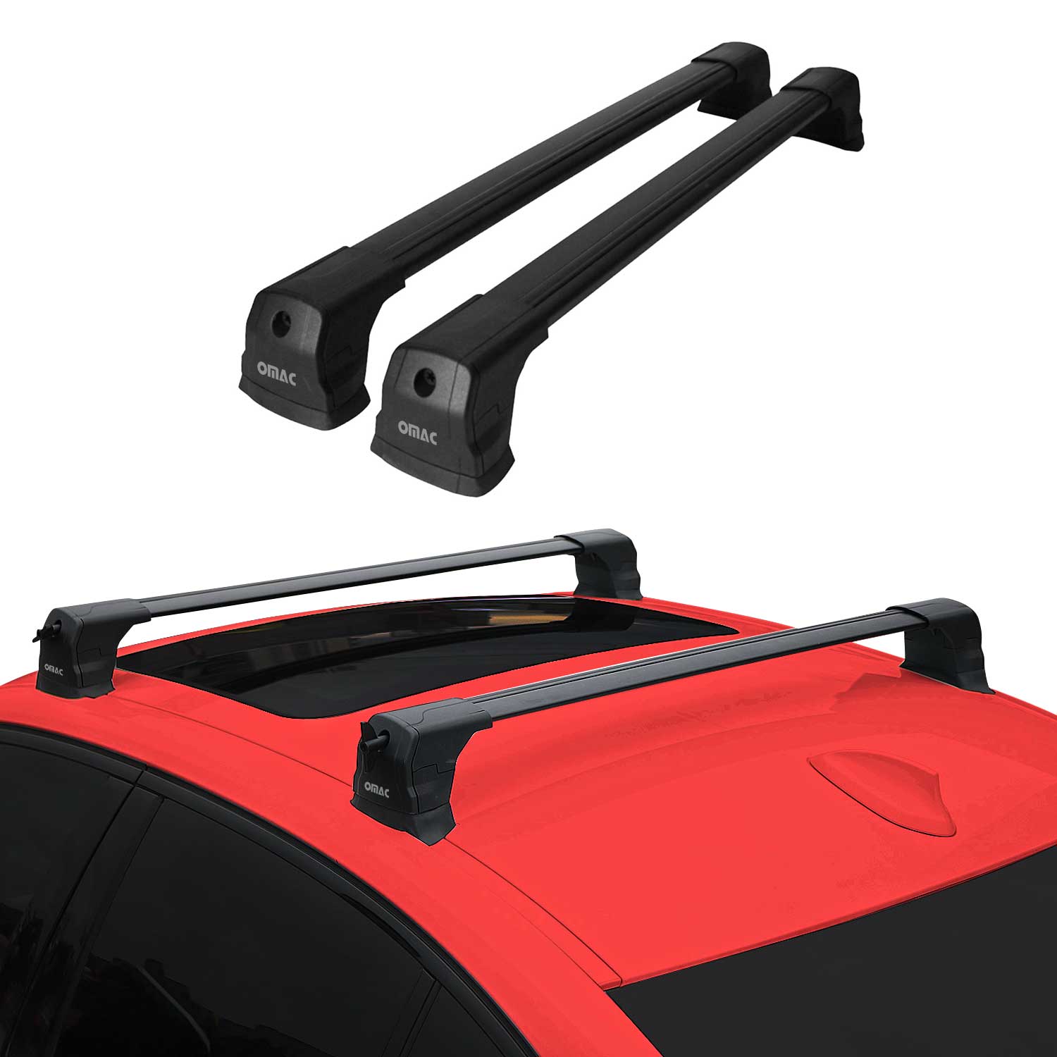 OMAC USA 2015-2018 Chevrolet City Express Roof Rack Cross Bars Black, fixpoints, alternate view