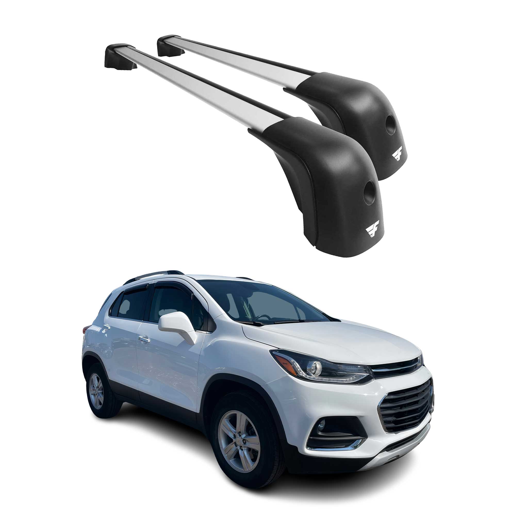 OMAC USA 2013-2022 Chevrolet Trax Roof Racks Cross Bars Silver, raised roof rails