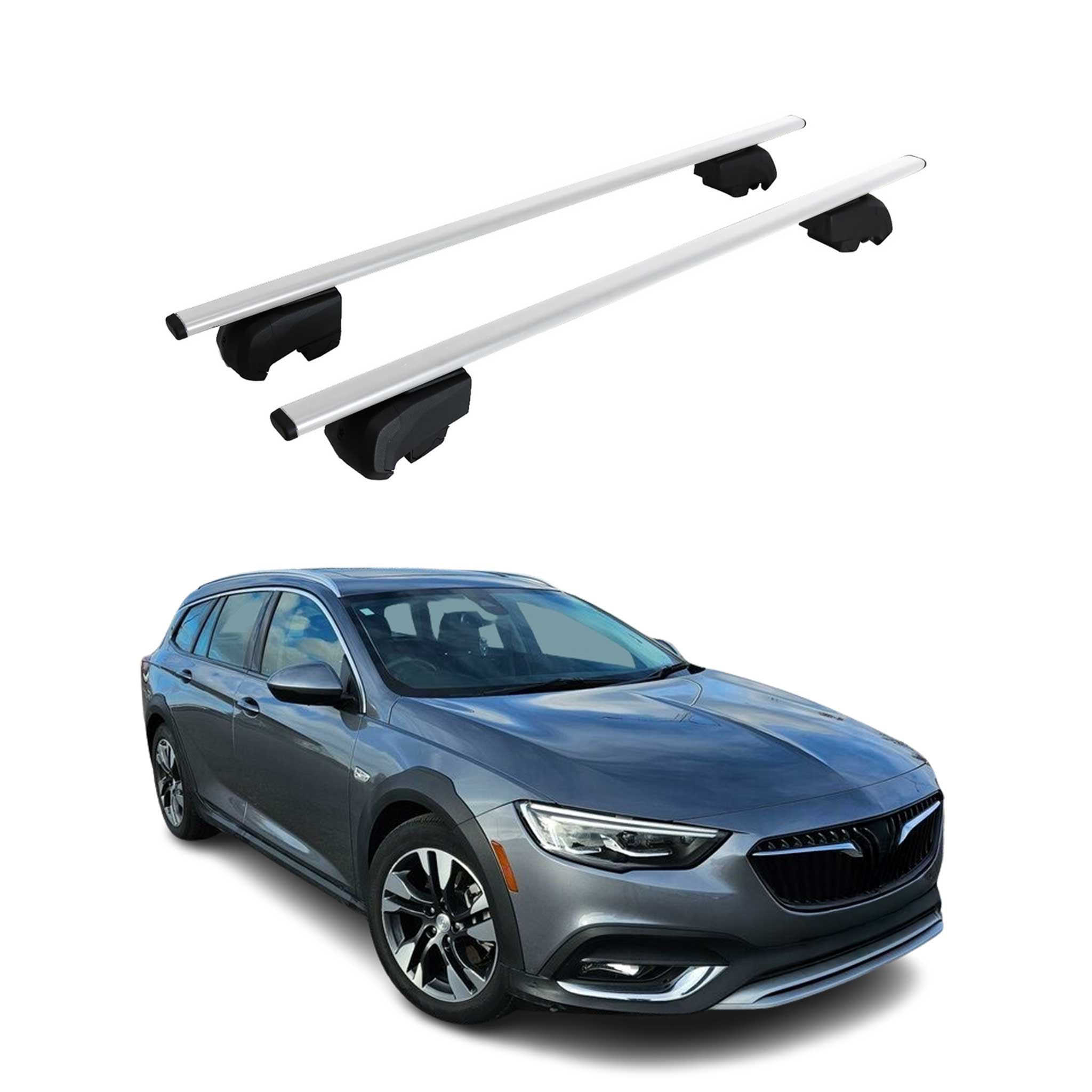 OMAC USA 2018-2020 Buick Regal TourX Roof Rack Cross Bars Silver, flush-mounted roof rails