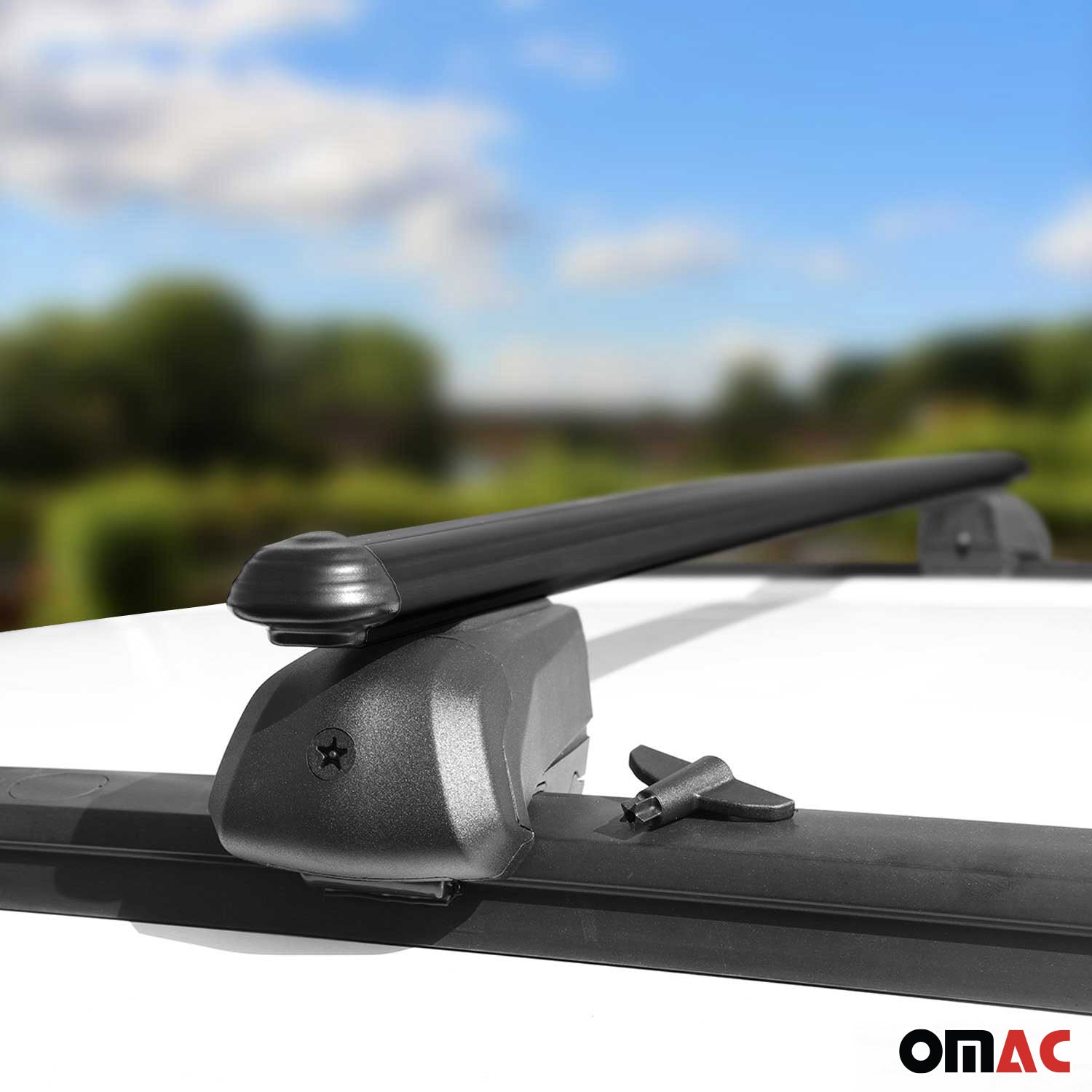 OMAC USA 2021-2024 Buick Envision Roof Rack Cross Bars Black, flush-mounted roof rails, fitment detail
