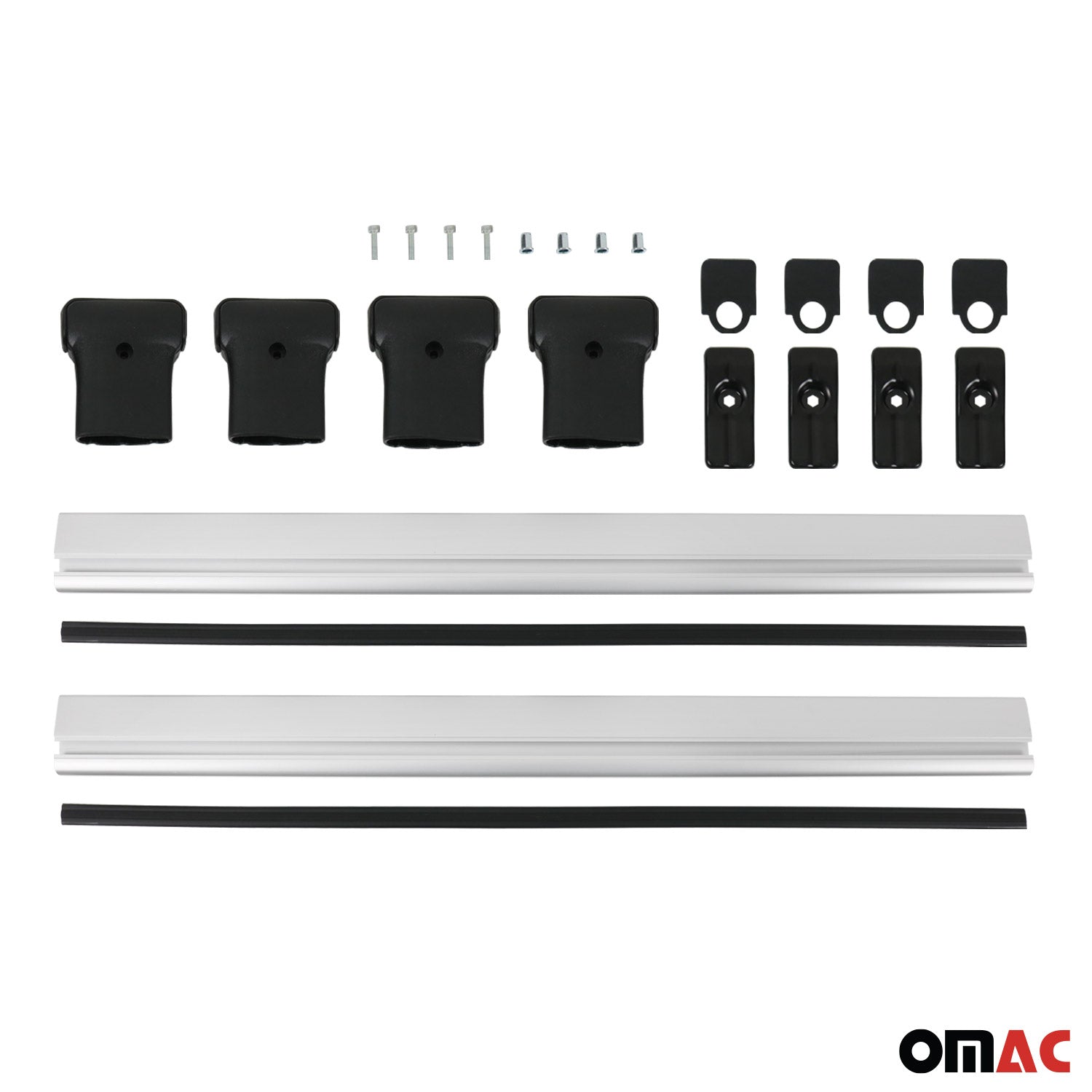 OMAC USA 2007-2014 GMC Yukon Roof Rack Cross Bars Silver, raised roof rails, top view