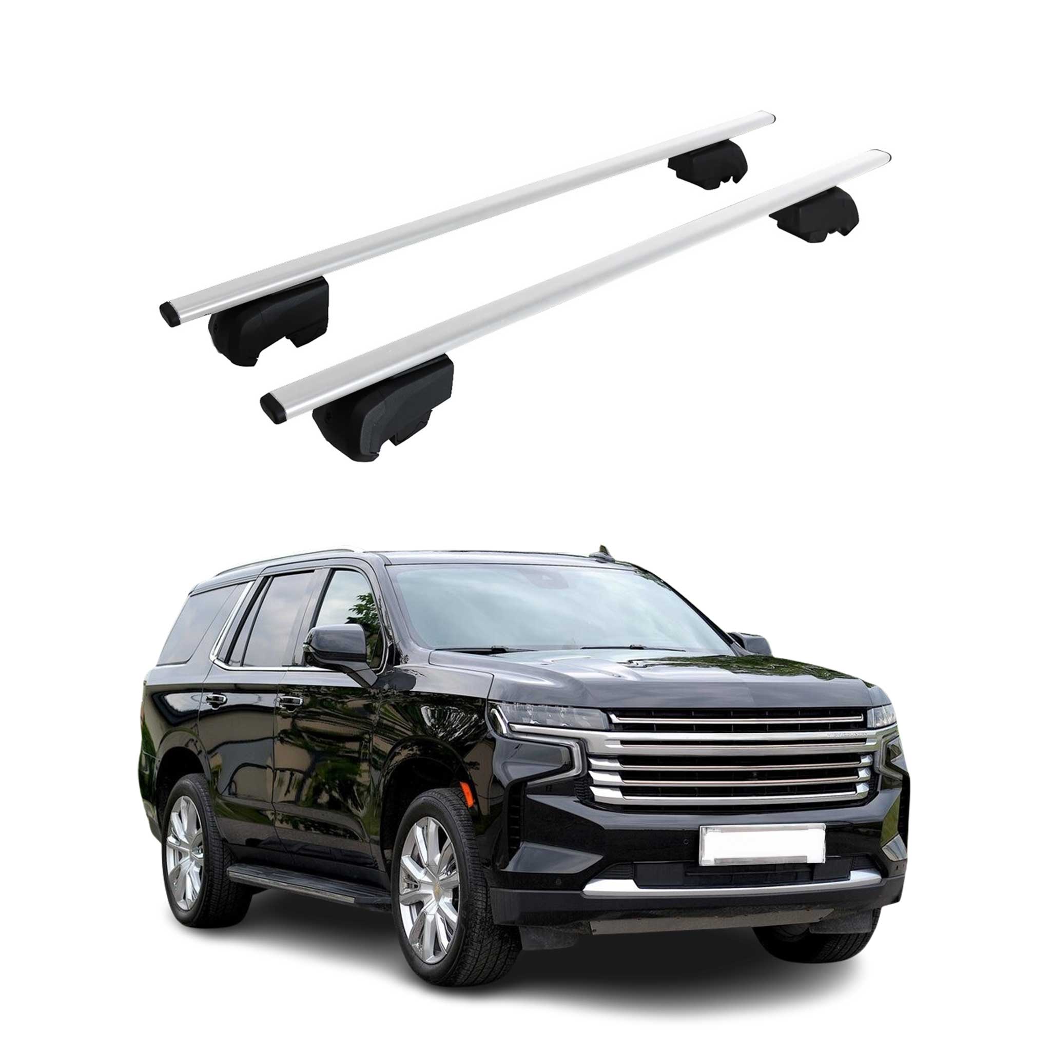 OMAC USA 2021-2026 Chevrolet Tahoe Roof Rack Cross Bars Silver, flush-mounted roof rails