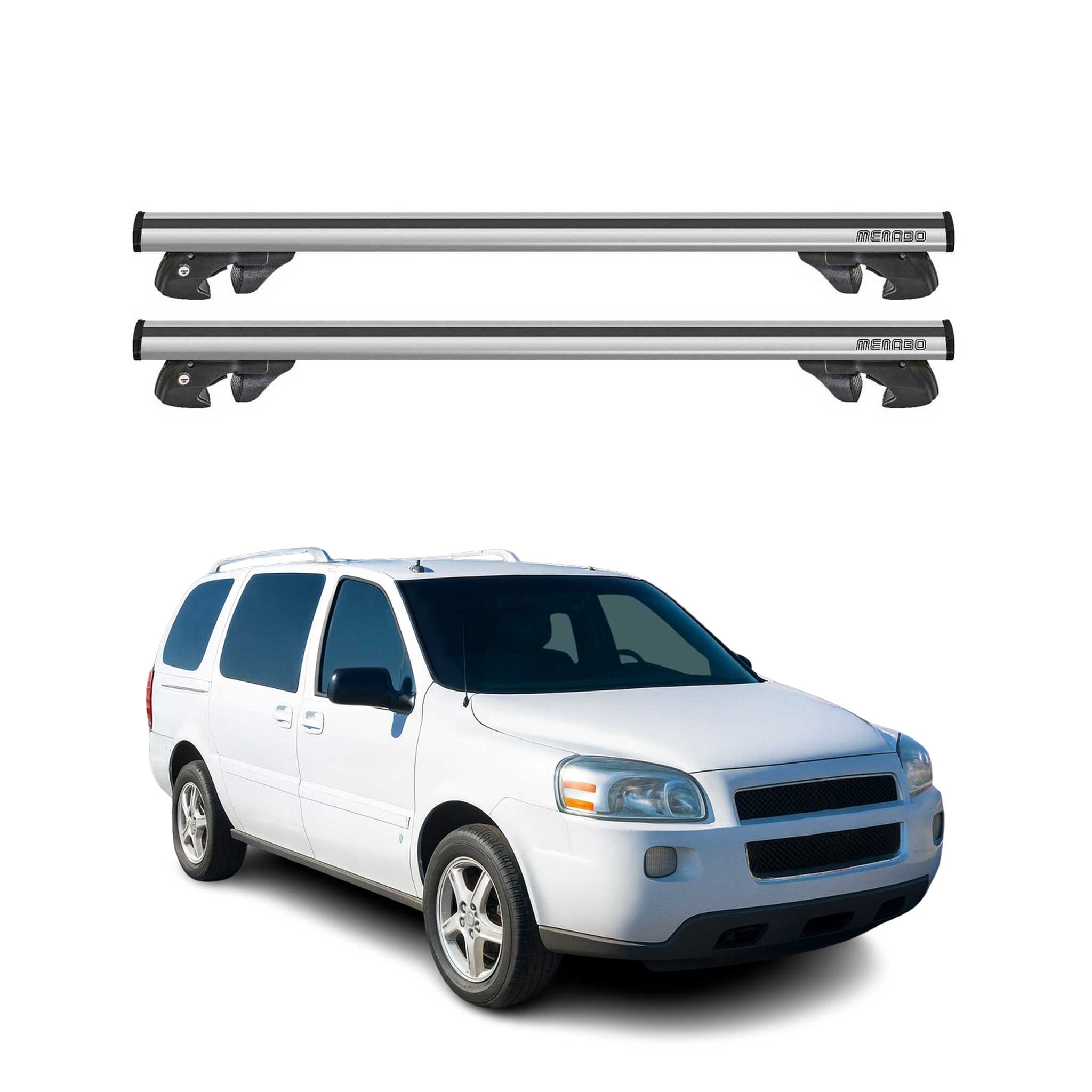 OMAC USA 2005-2009 Chevrolet Uplander Roof Rack Cross Bars Silver, raised roof rails