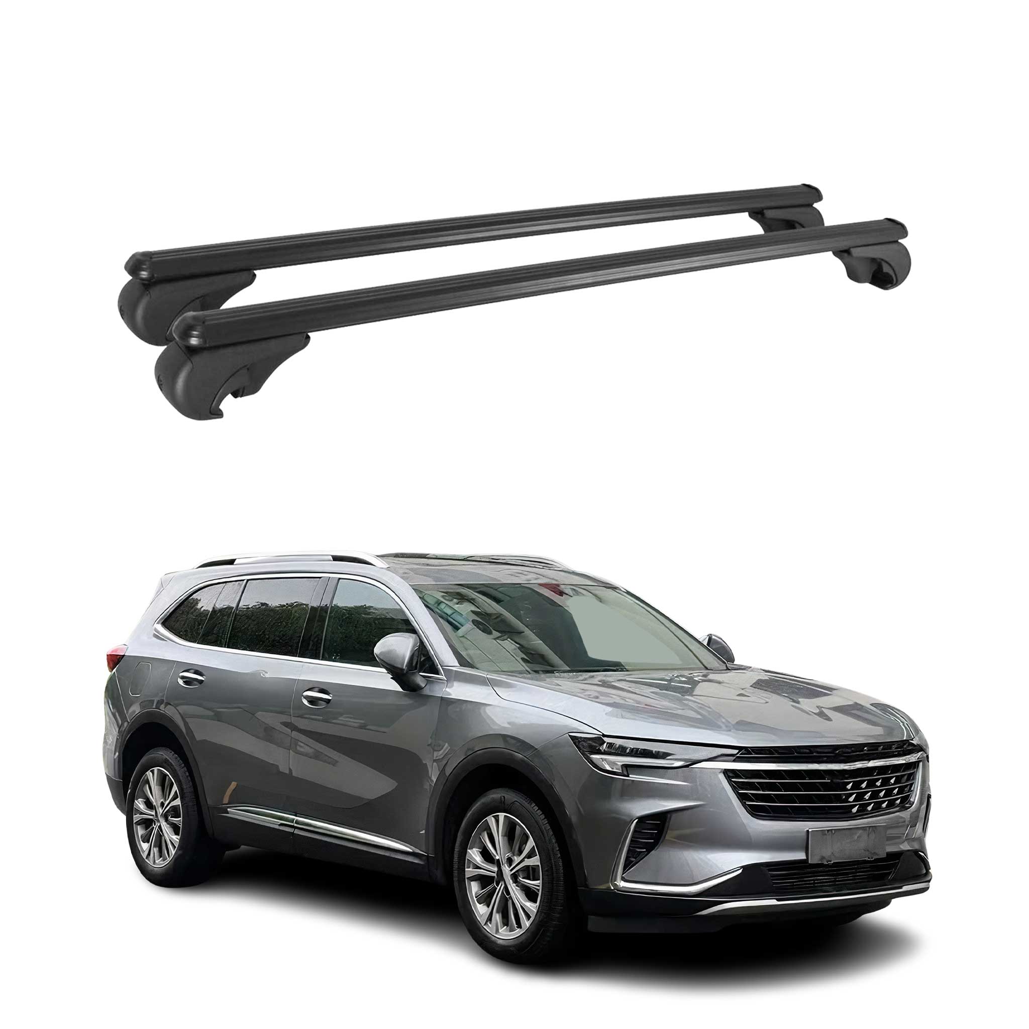 OMAC USA 2018-2024 Buick Enclave Roof Rack Cross Bars Black Carrier 2 Pcs, raised roof rails