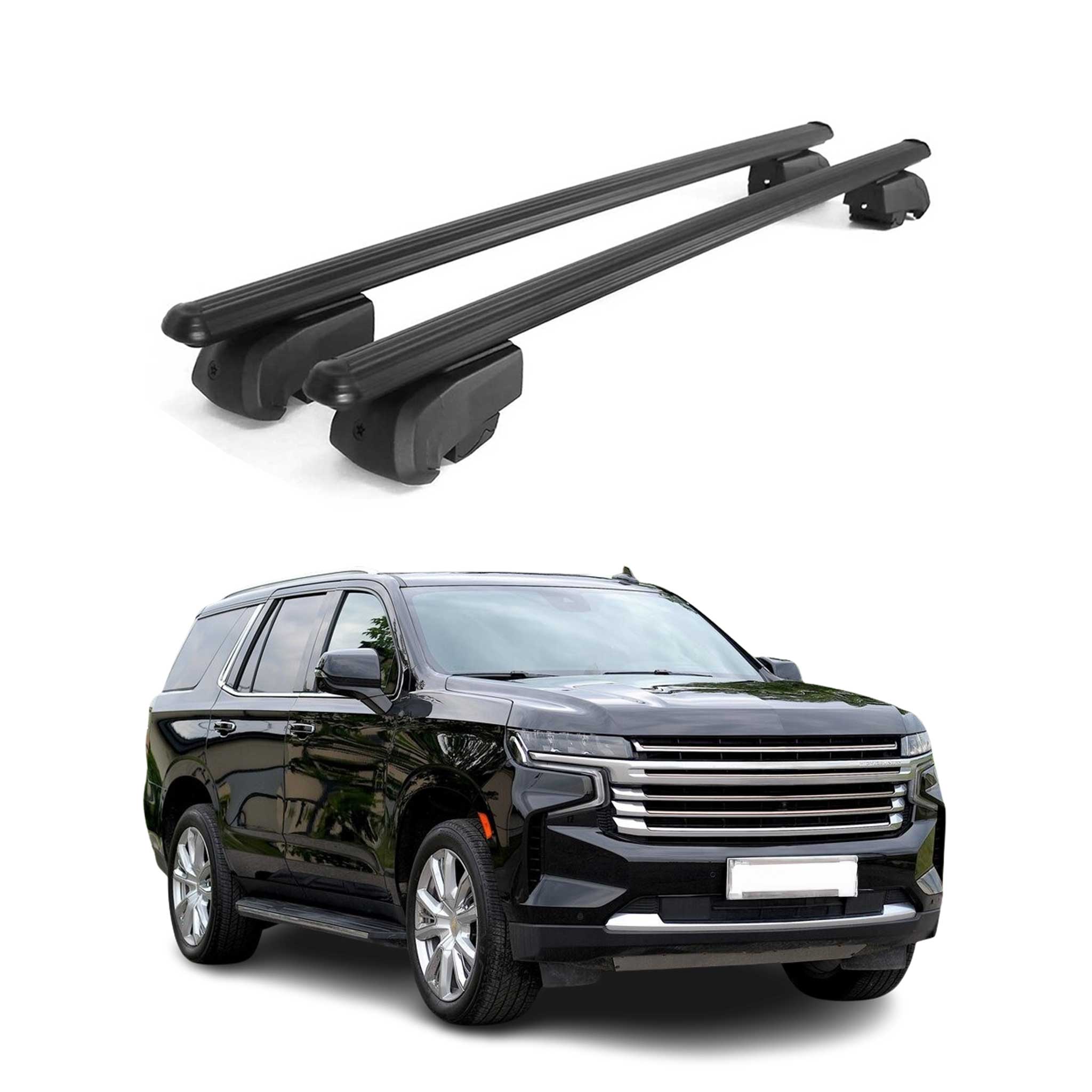 OMAC USA 2021-2026 Chevrolet Tahoe Roof Rack Cross Bars Black, flush-mounted roof rails