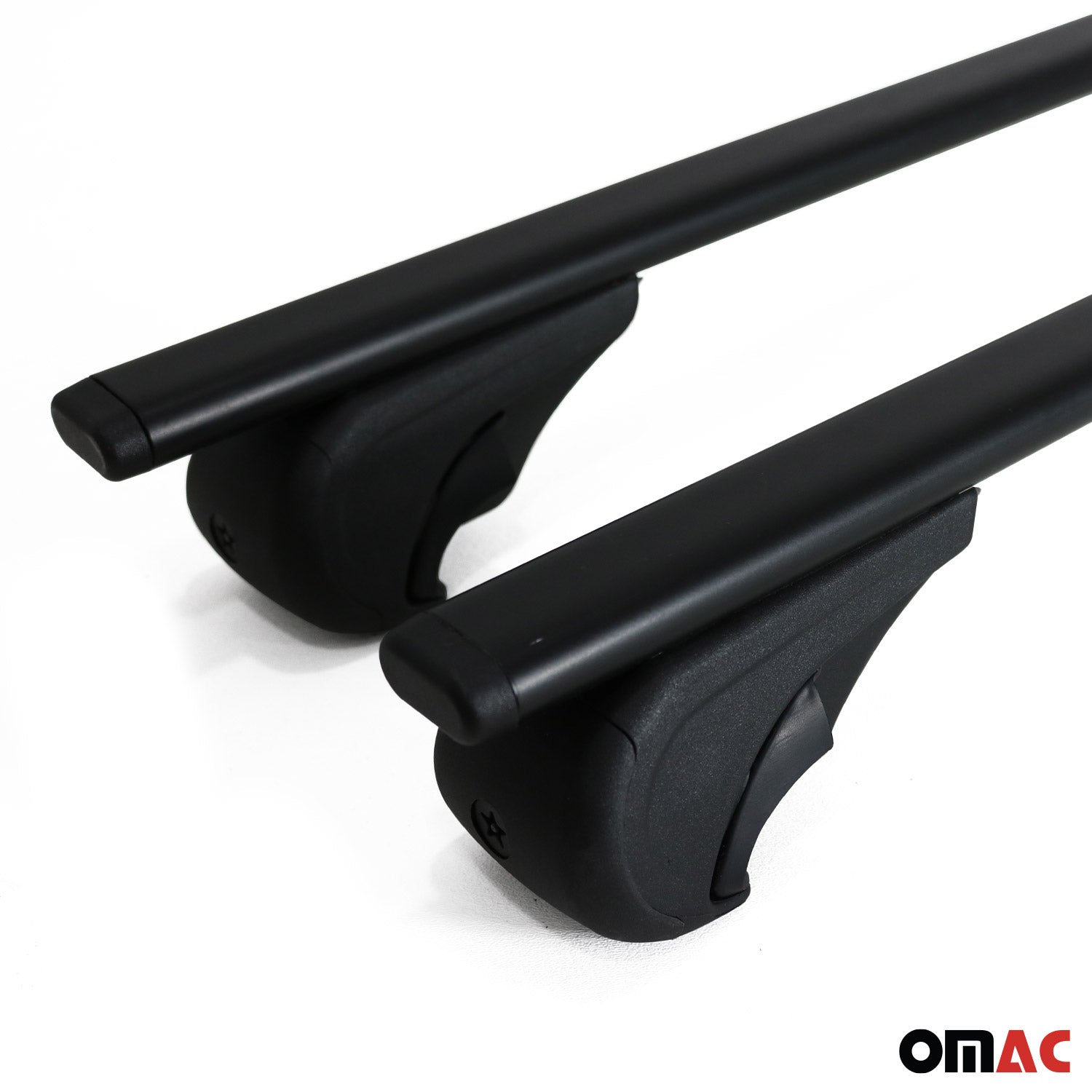 OMAC USA 2017-2023 GMC Acadia Roof Rack Cross Bars Black, raised roof rails, reverse view