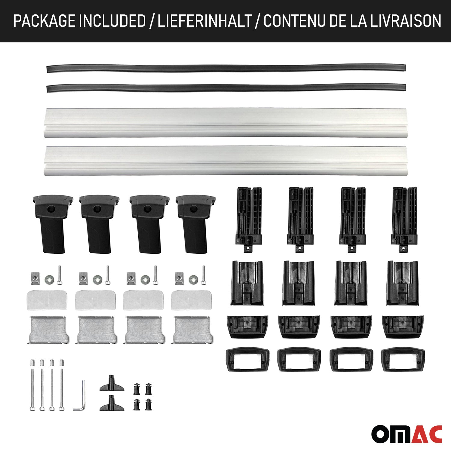 OMAC USA 2015-2018 Chevrolet City Express Roof Rack Cross Bars Black, fixpoints, further detail