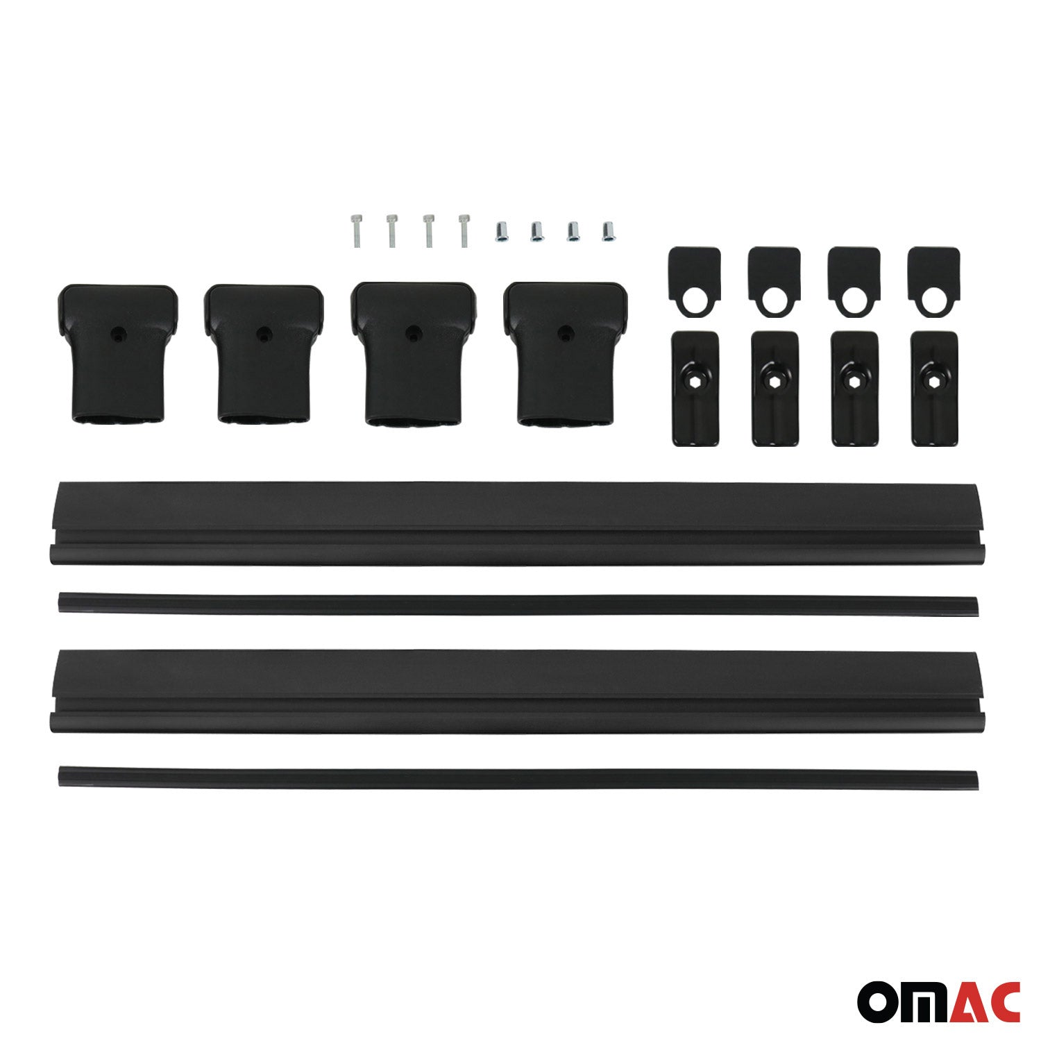 OMAC USA 2007-2014 Chevrolet Tahoe Roof Rack Cross Bars Black, raised roof rails, top view