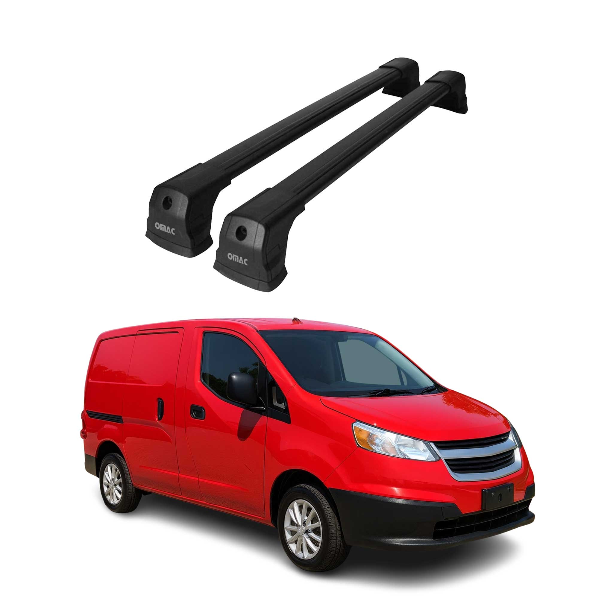 OMAC USA 2015-2018 Chevrolet City Express Roof Rack Cross Bars Black, fixpoints