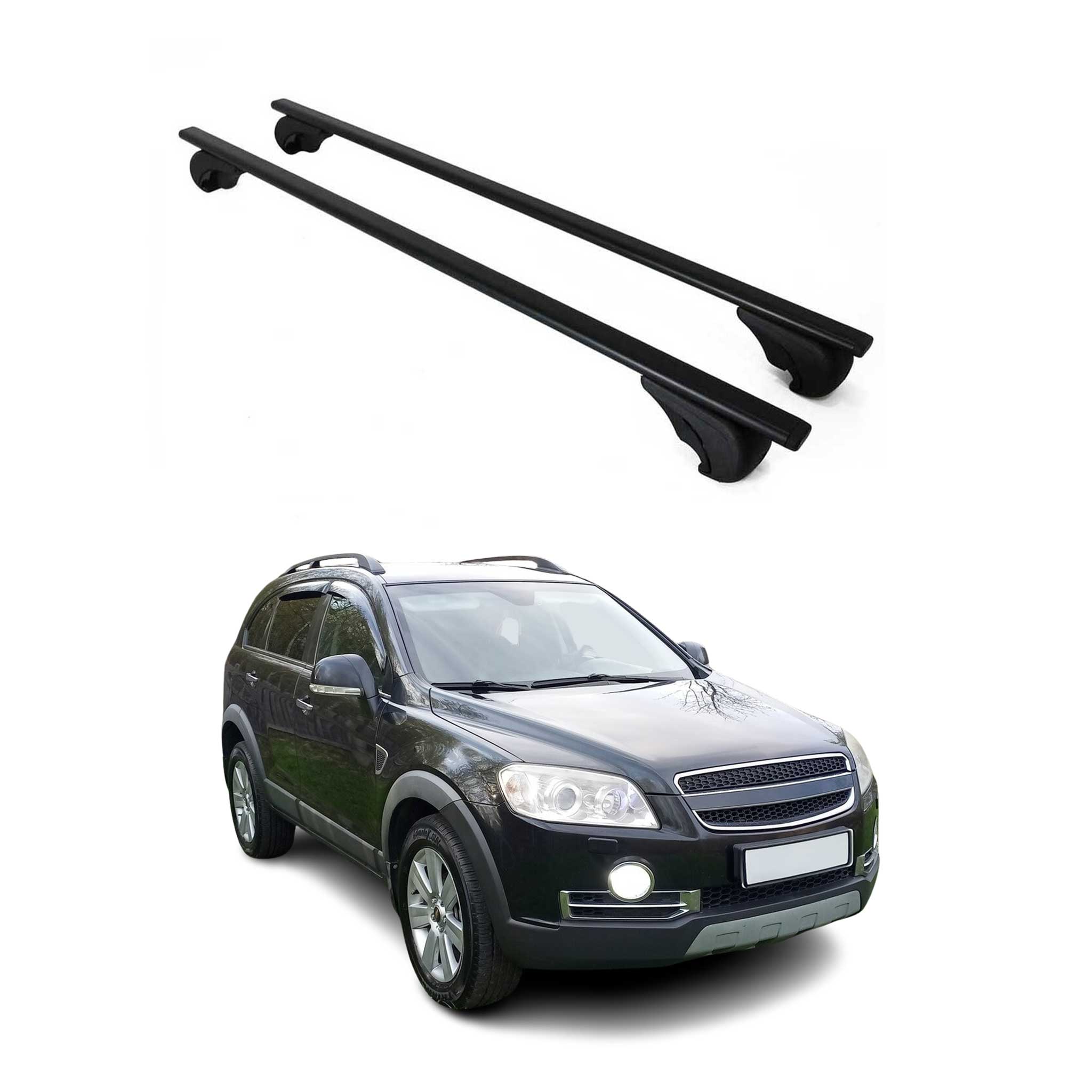 OMAC USA 2008-2015 Chevrolet Captiva Sport Roof Rack Cross Bars Black, raised roof rails