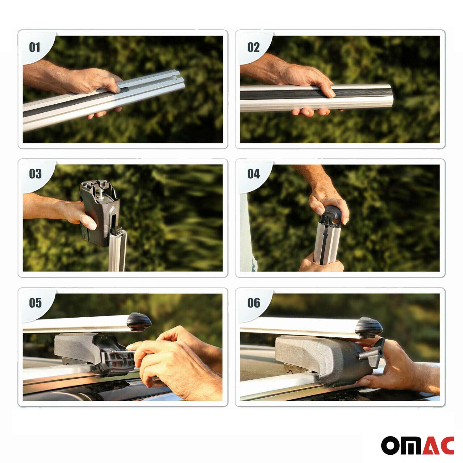 OMAC USA 2021-2026 Chevrolet Suburban Roof Rack Cross Bars Silver, flush-mounted roof rails, additional view