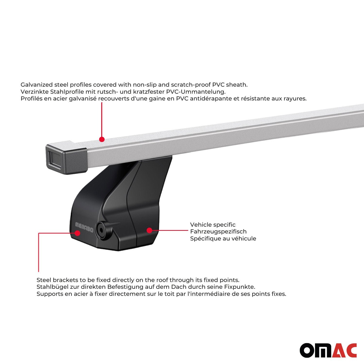 OMAC USA 2018-2024 Chevrolet Equinox Roof Rack Cross Bars Silver, fixpoints, angled view