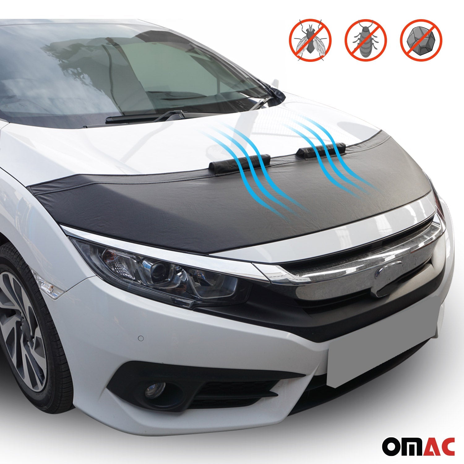 OMAC USA 2015-2020 Chevrolet Tahoe Car Bonnet Mask Hood Bra Black 1 Pc, additional view