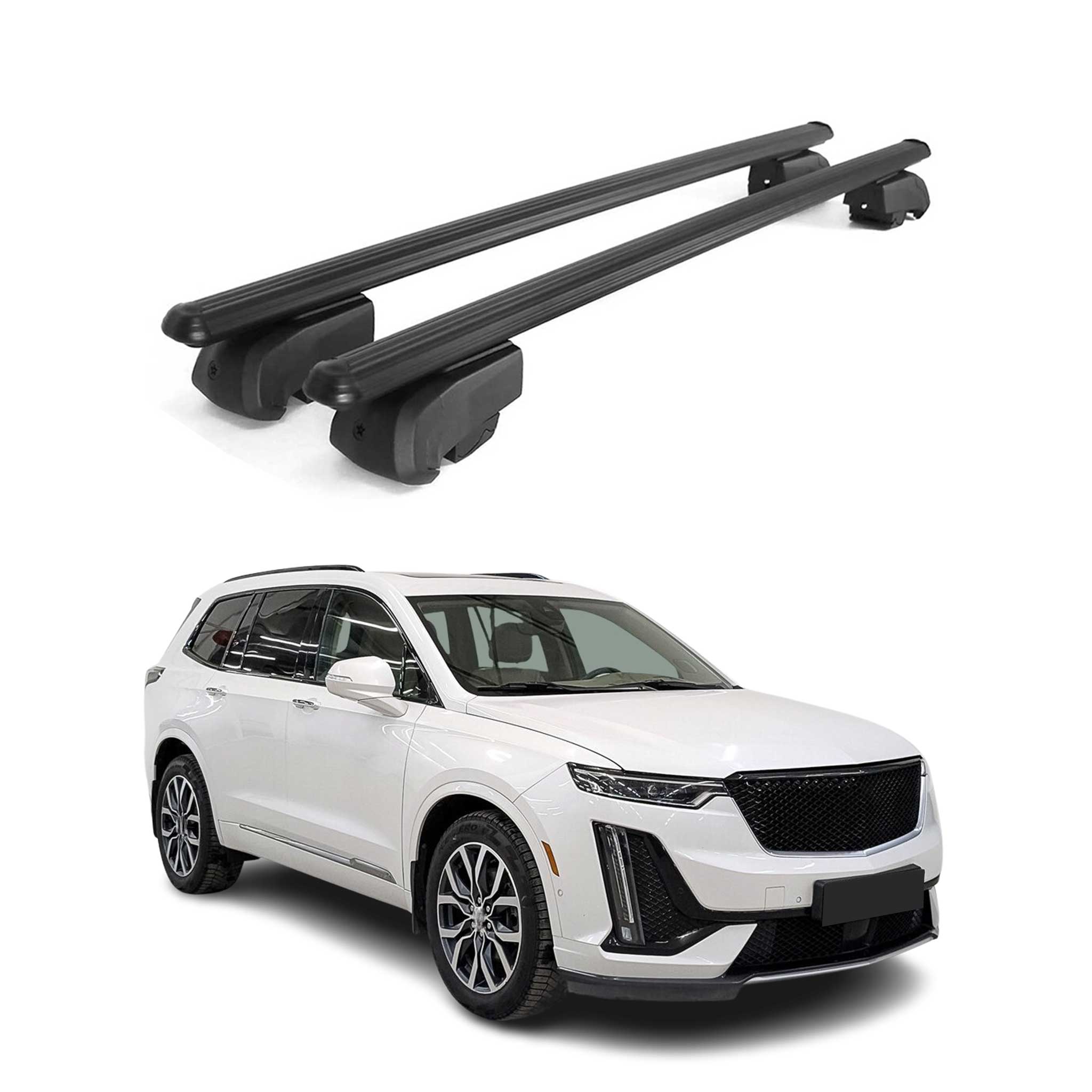 OMAC USA 2020-2025 Cadillac XT6 Roof Rack Cross Bars Black, flush-mounted roof rails