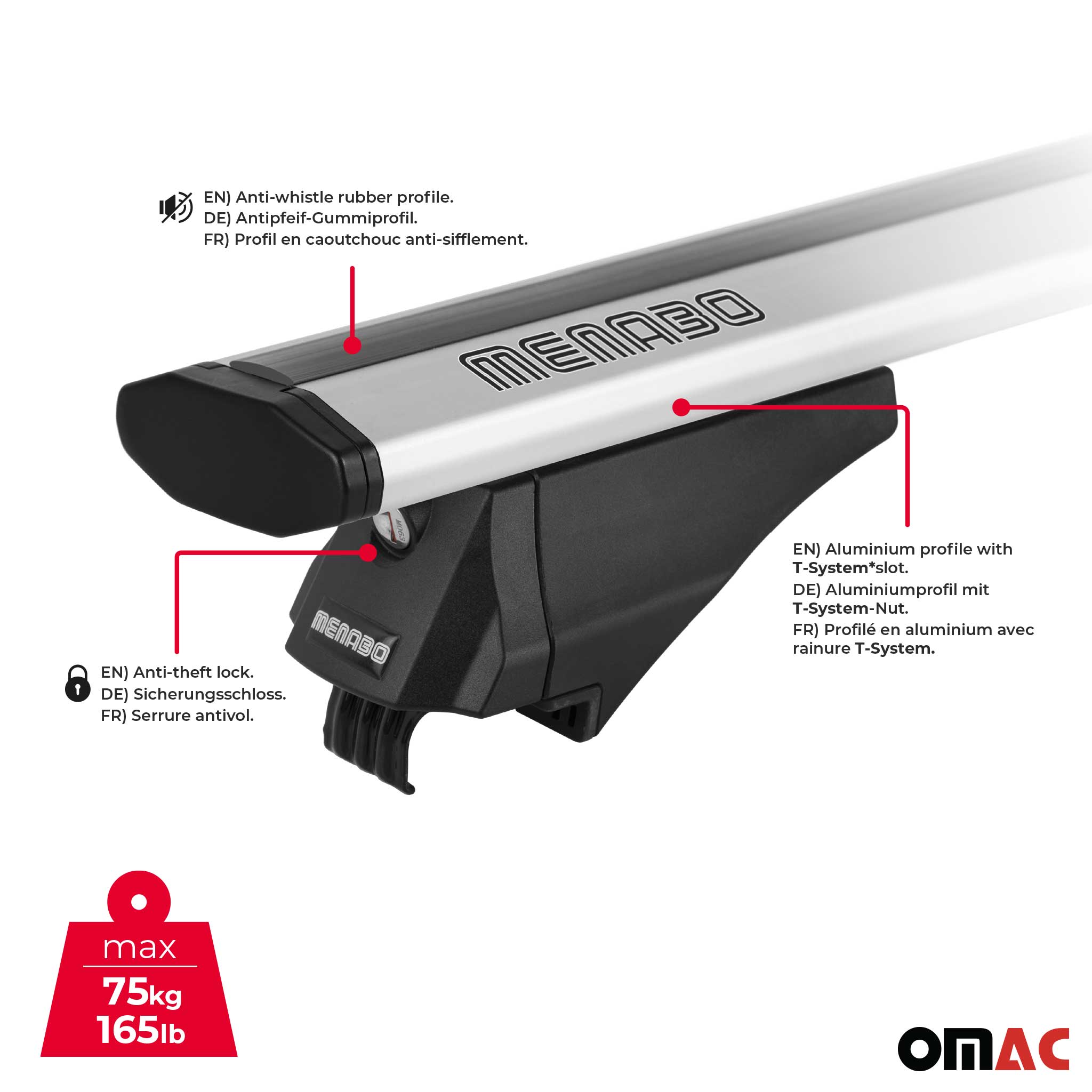 OMAC USA 2013-2022 Buick Encore Roof Rack Cross Bars Silver, flush-mounted roof rails, additional view
